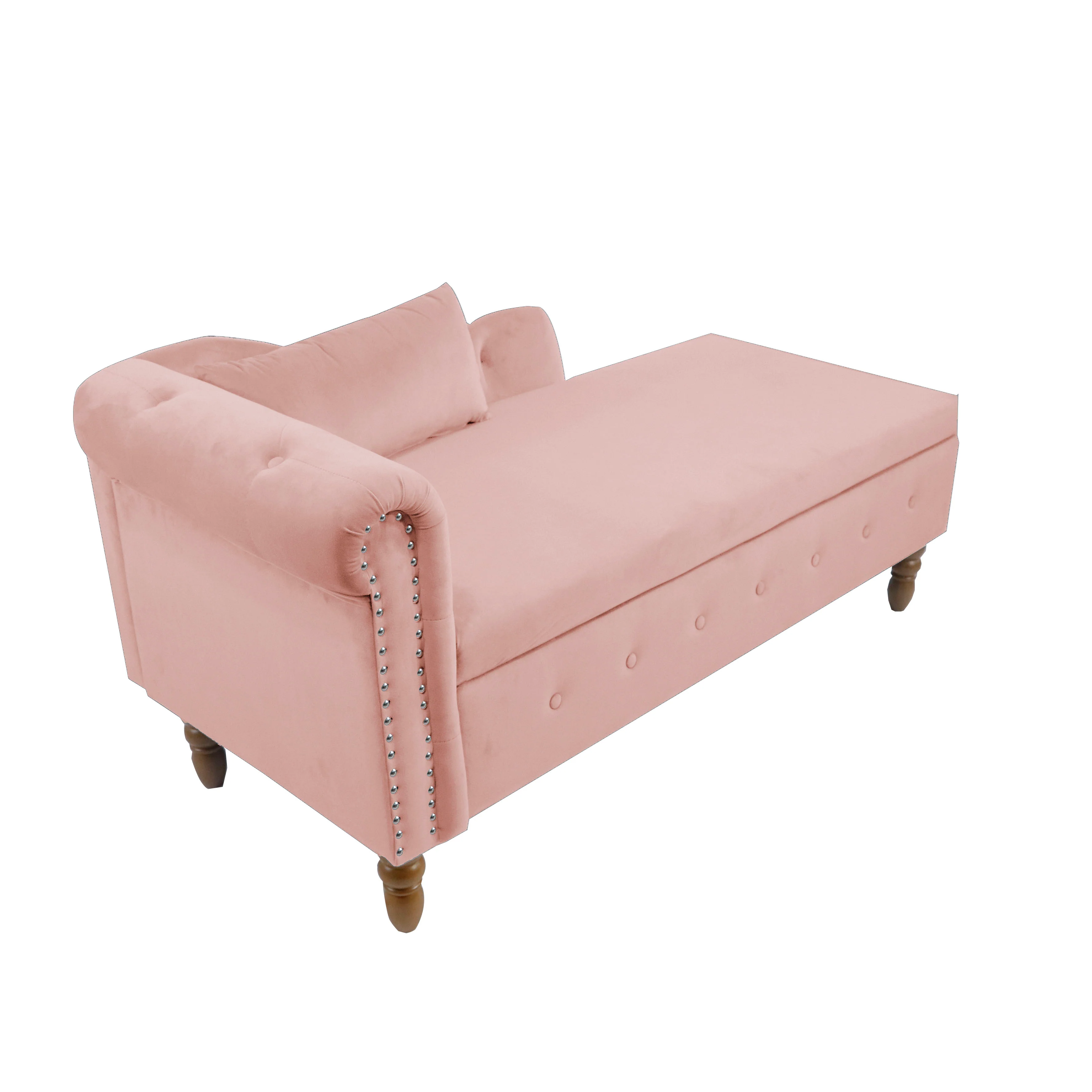 Tufted Velvet Upholstered Rolled Arm Nailhead Chaise Lounge - Image 88