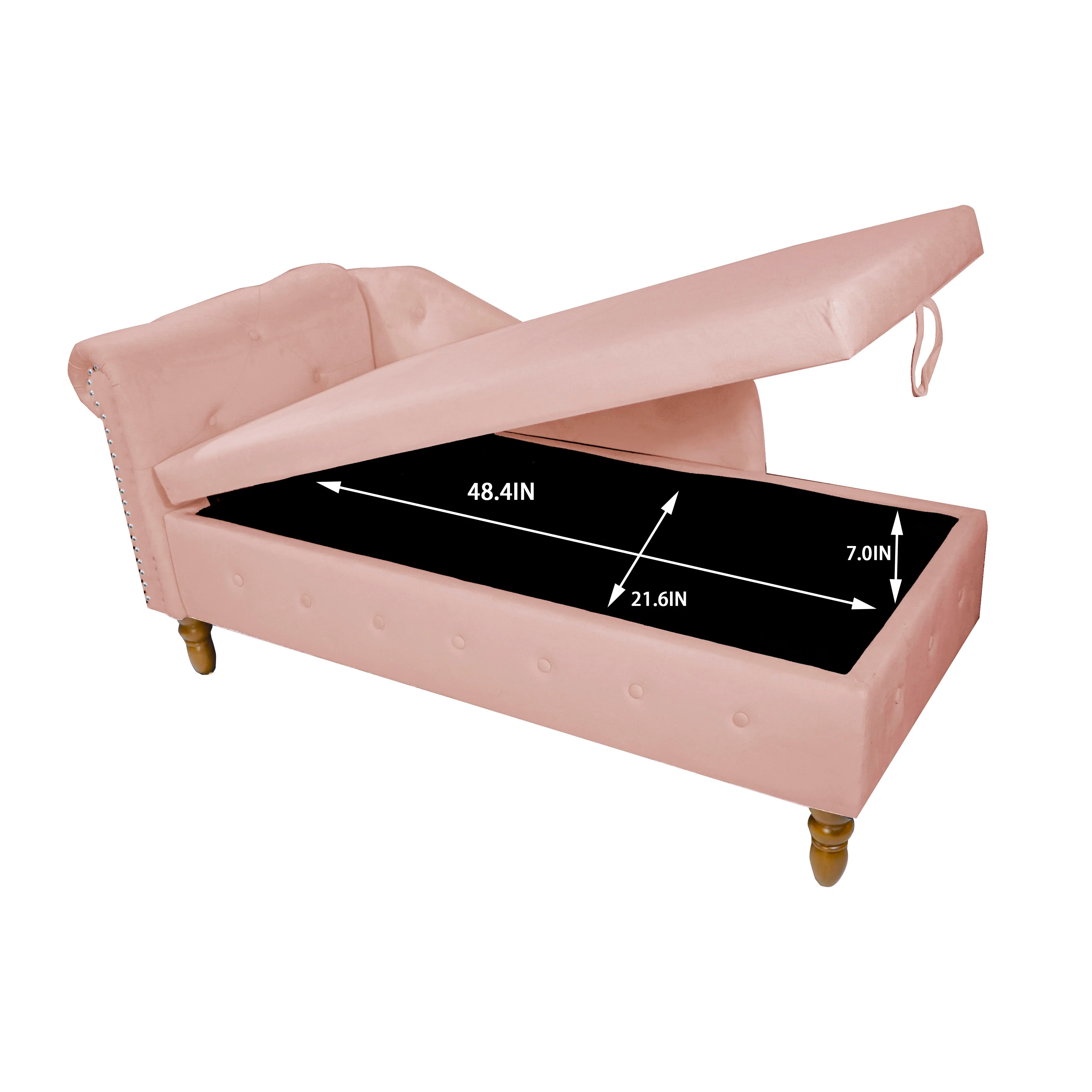 Tufted Velvet Upholstered Rolled Arm Nailhead Chaise Lounge - Image 89
