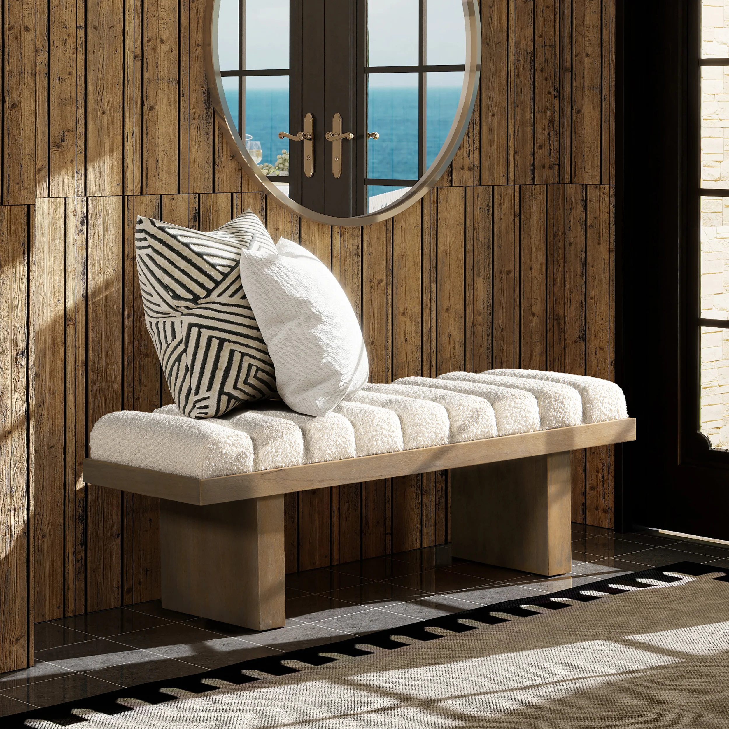 Bella Upholstered Modern Accent Bench - Image 2
