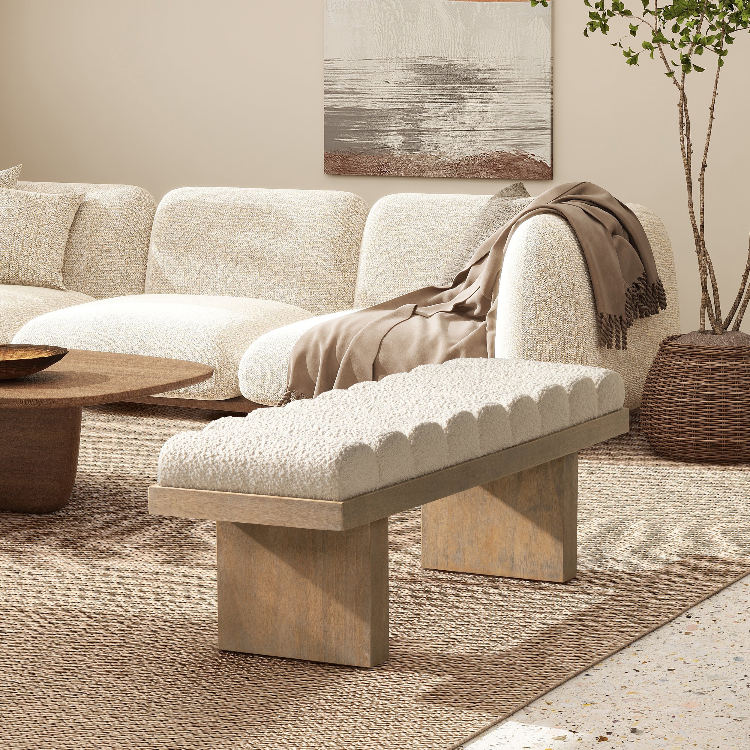 Bella Upholstered Modern Accent Bench - Image 3