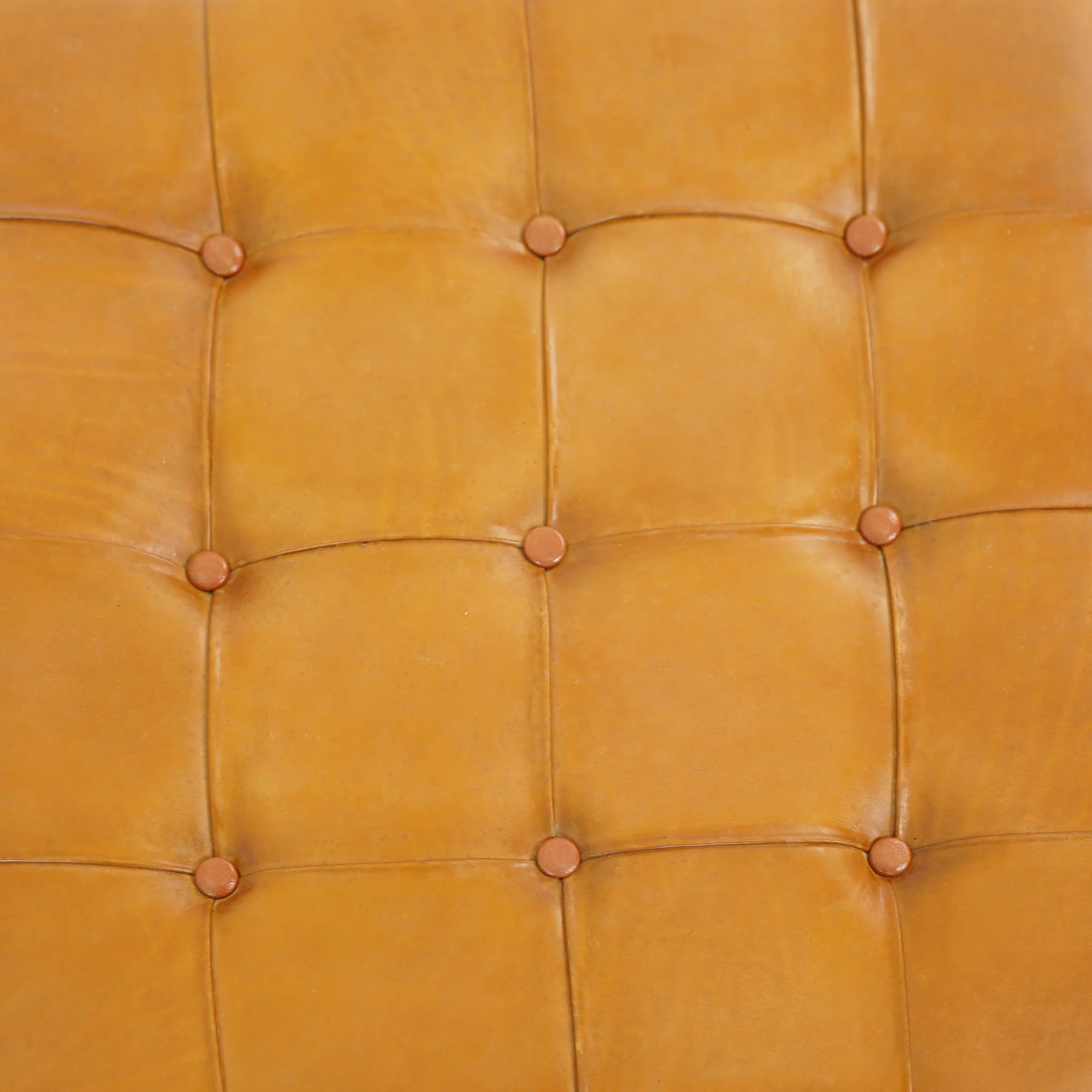 Benjiro Mid-Century Modern Tan Leather Tufted Ottoman - Image 5