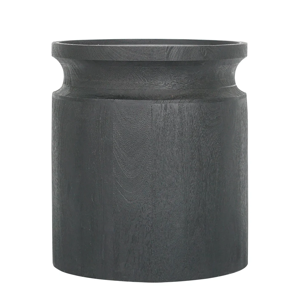 Black Wooden Cylinder Side Table - Image 3
