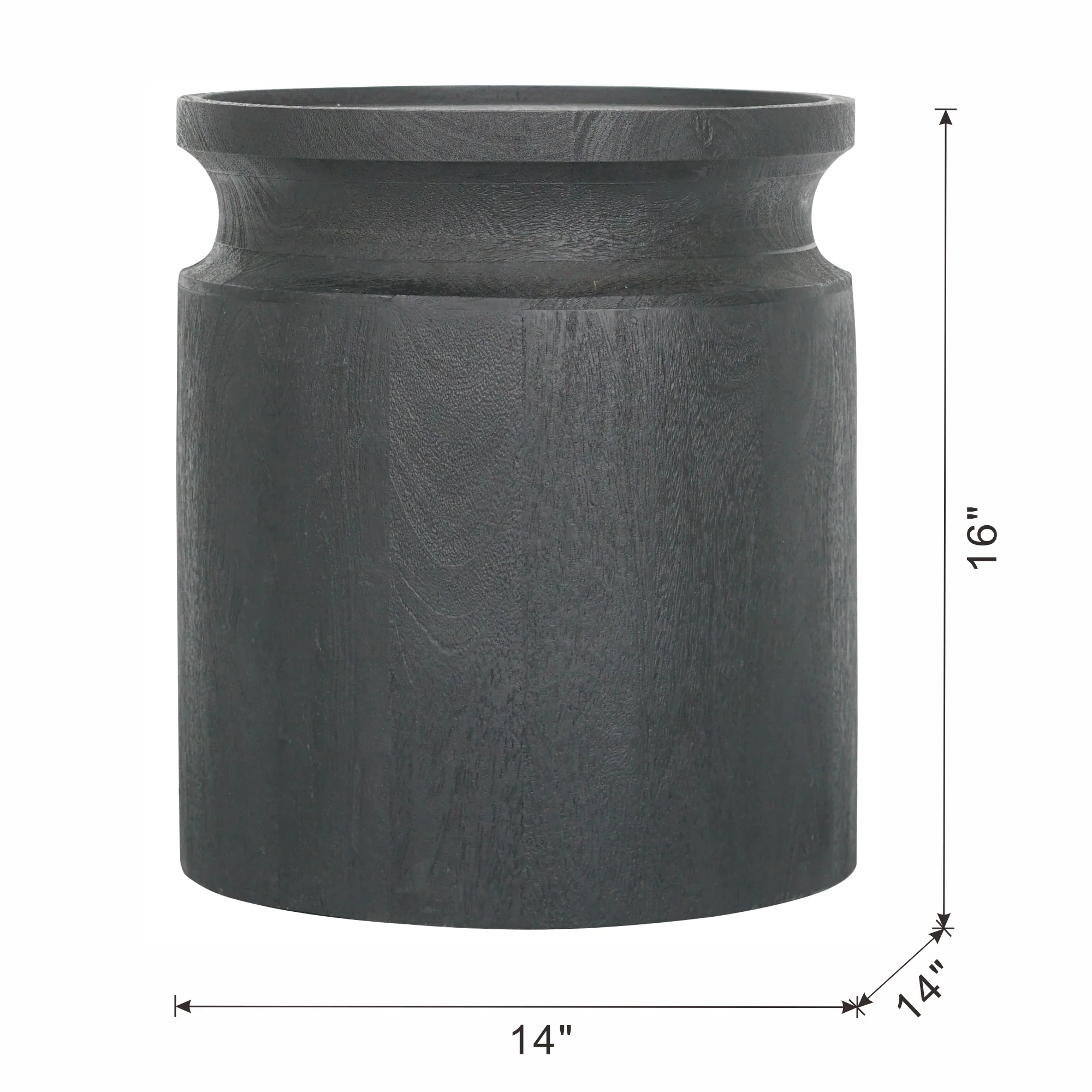 Black Wooden Cylinder Side Table - Image 6