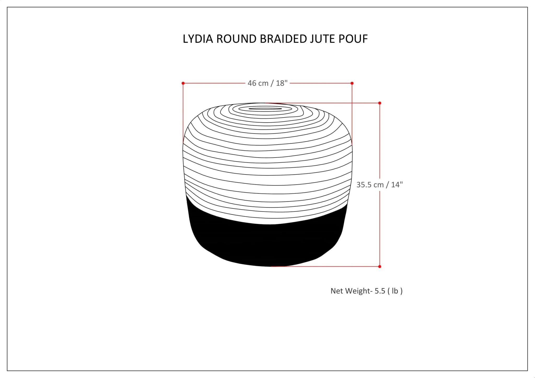 Blissara Multi-functional Round Pouf with Braided Jute - Image 8