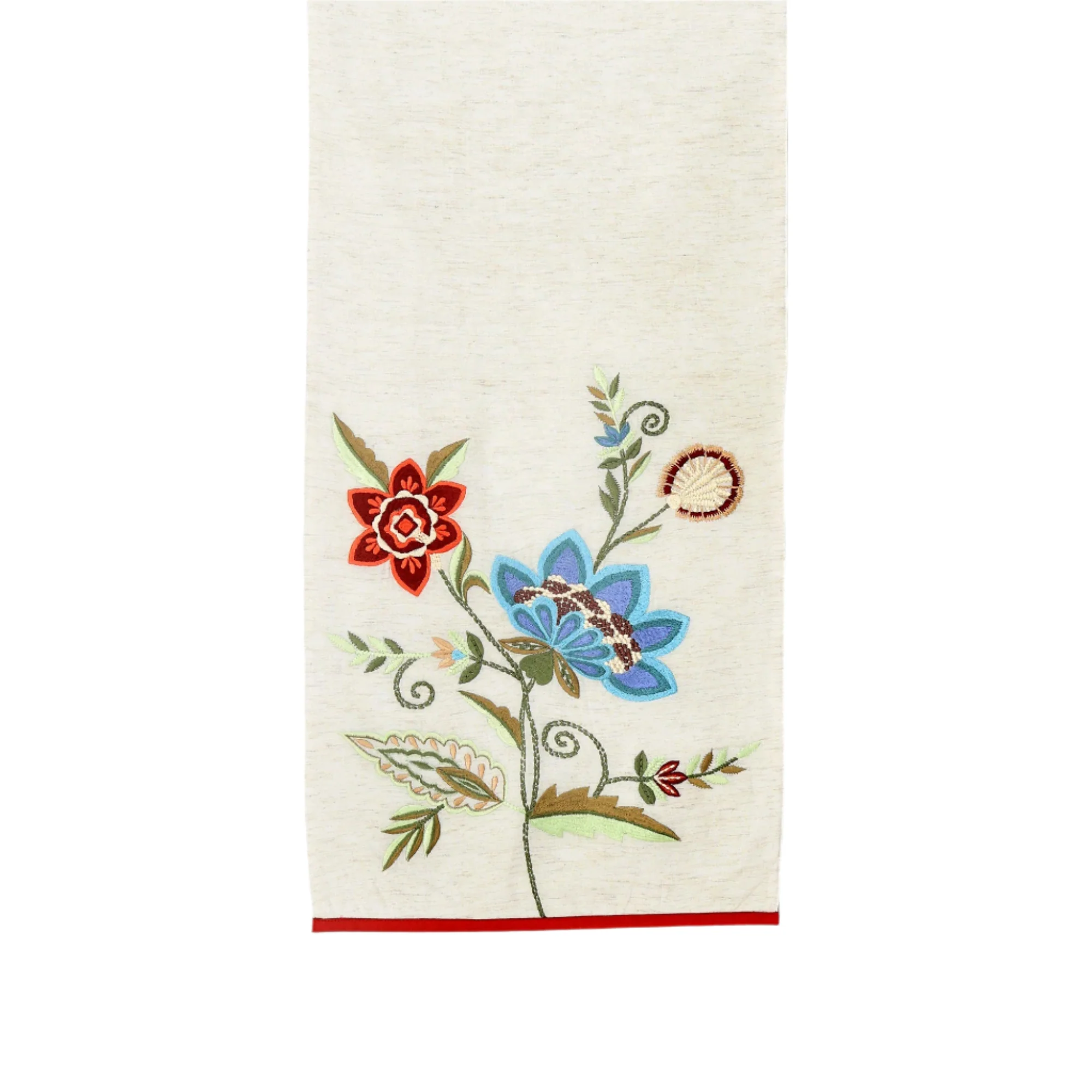 Blue Flower Embroidered Table Runner 72" - Image 2