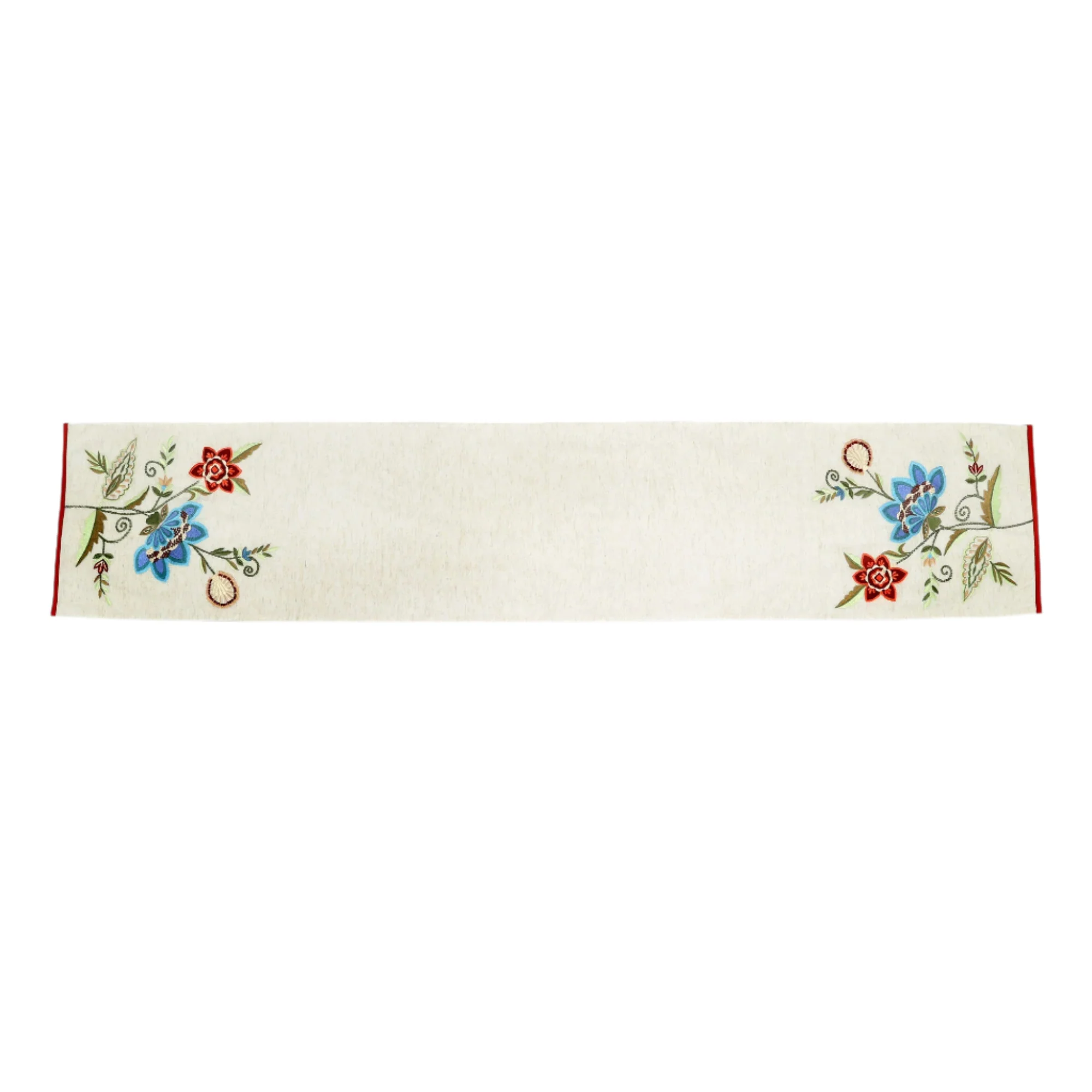 Blue Flower Embroidered Table Runner 72" - Image 3