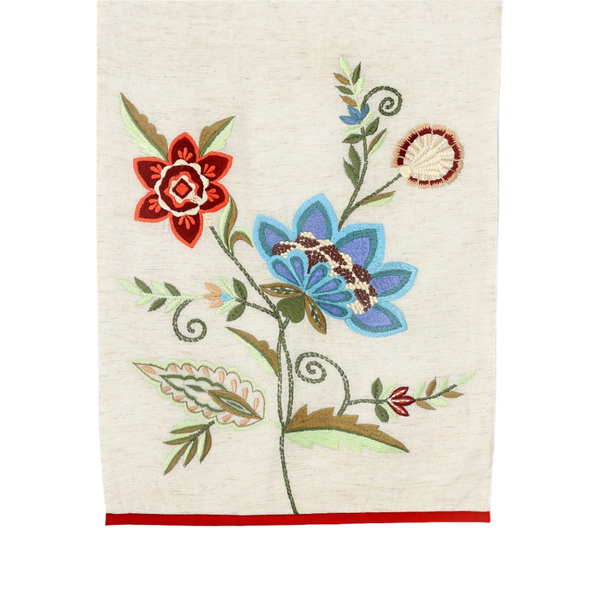 Blue Flower Embroidered Table Runner 72" - Image 4