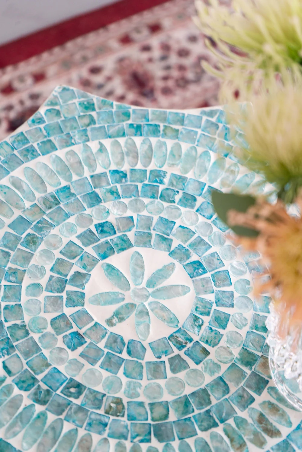 Blue Scalloped Capiz Side Table - Image 11