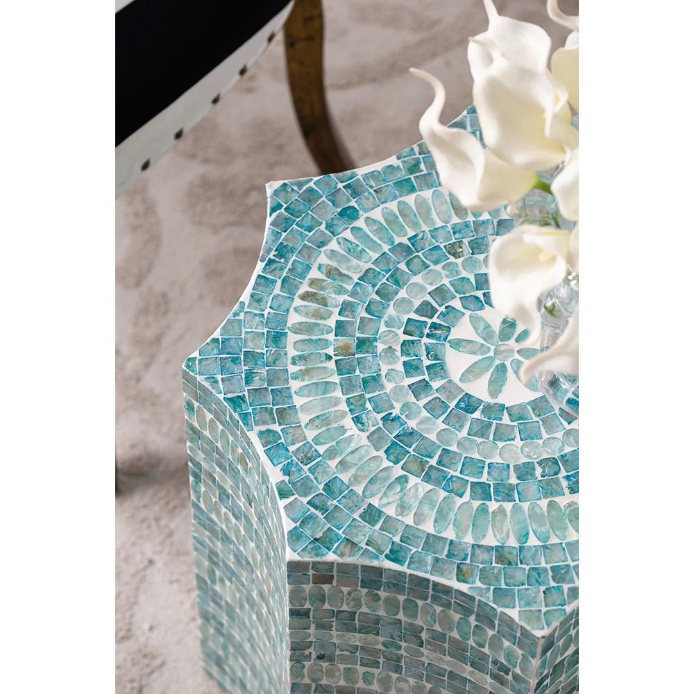 Blue Scalloped Capiz Side Table - Image 12