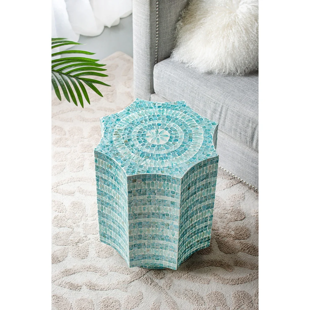 Blue Scalloped Capiz Side Table - Image 16