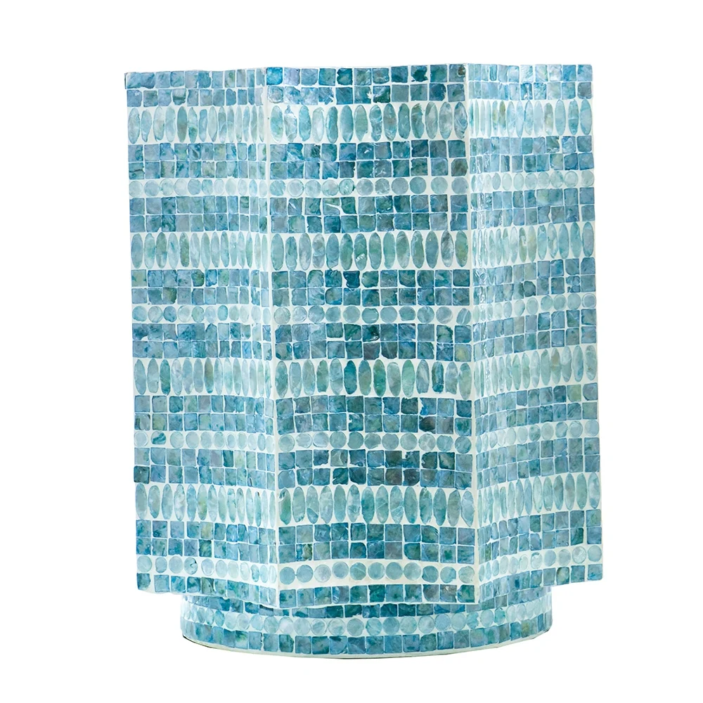 Blue Scalloped Capiz Side Table - Image 3