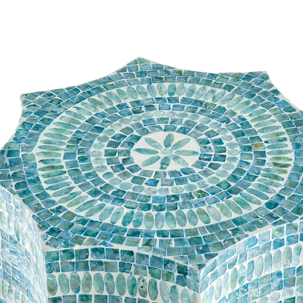 Blue Scalloped Capiz Side Table - Image 5