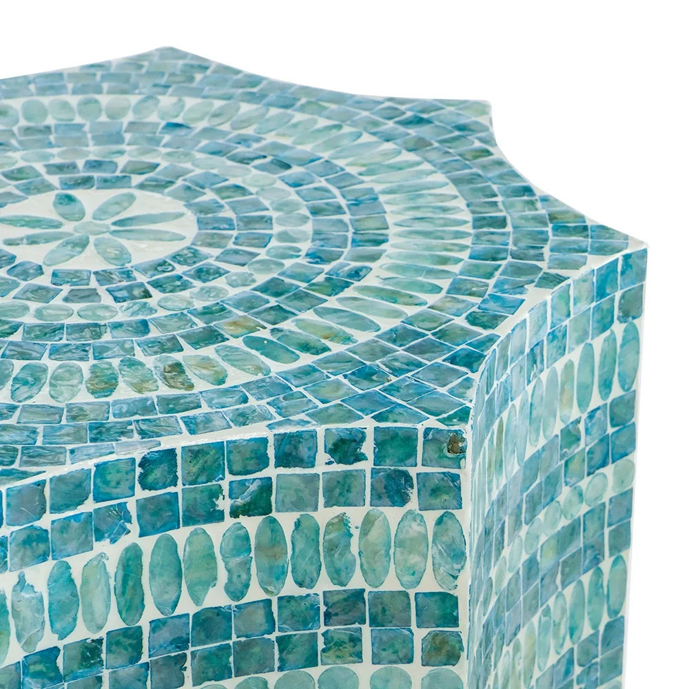 Blue Scalloped Capiz Side Table - Image 6