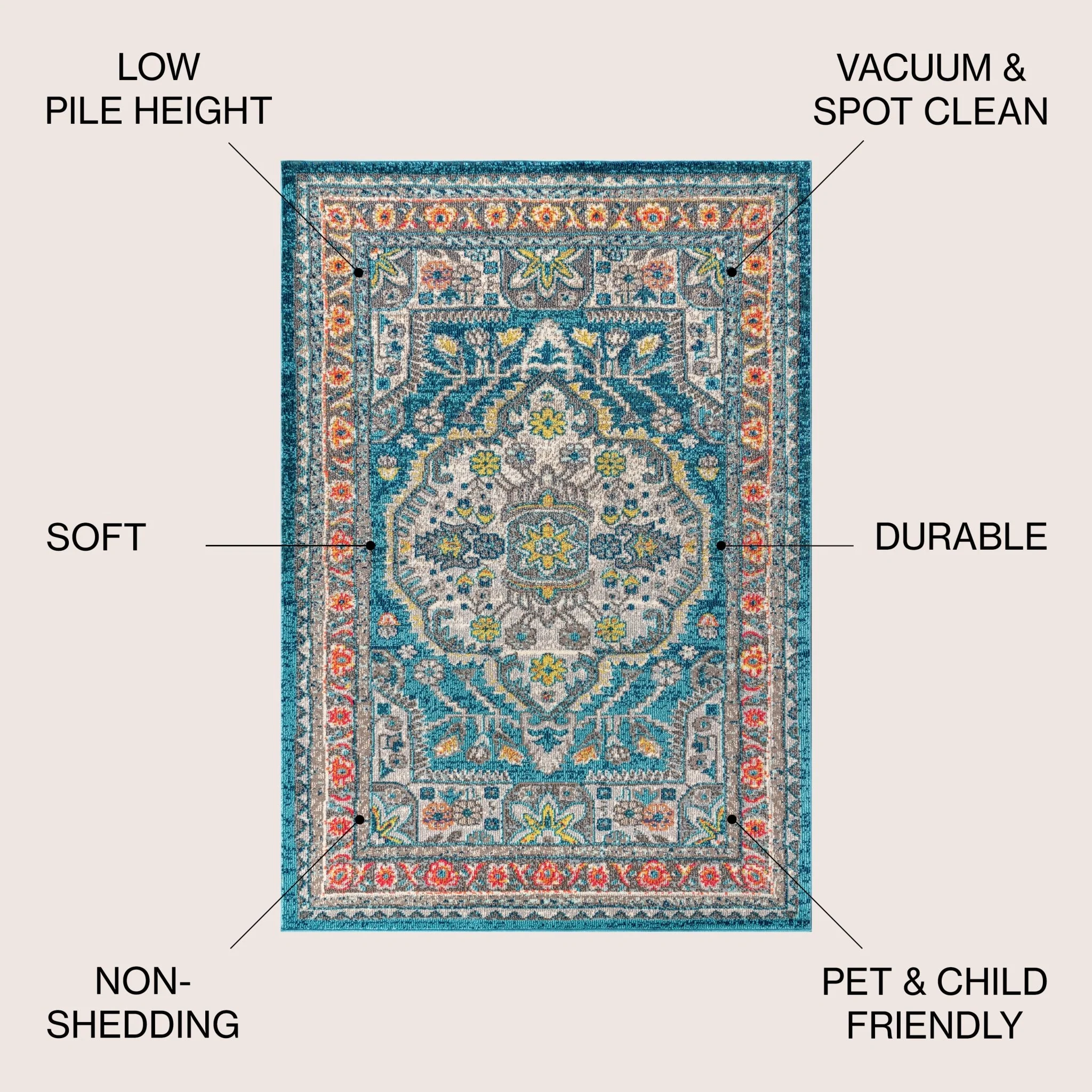 Bohemian FLAIR Boho Vintage Medallion Area Rug - Image 3