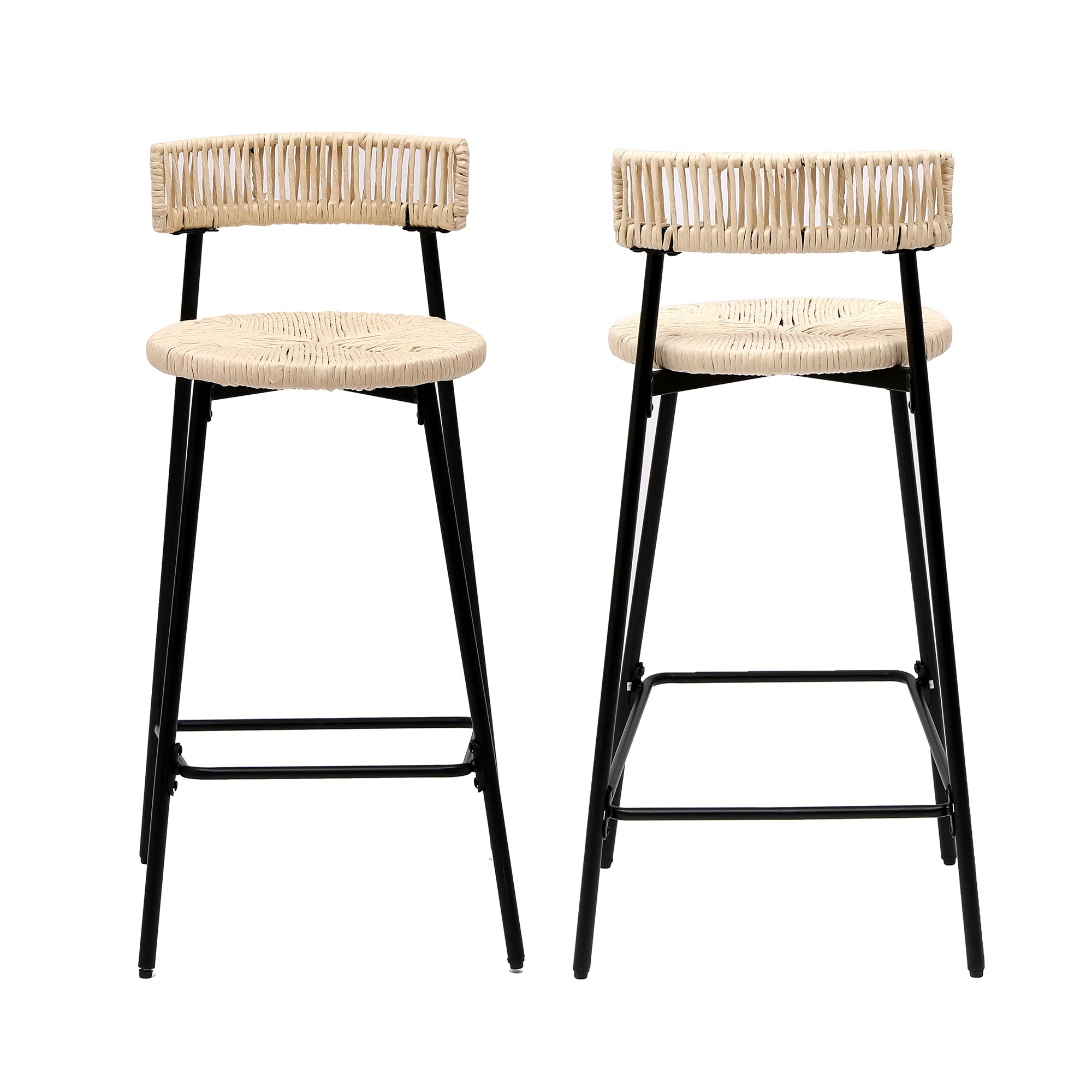 Boho Handwoven Paper Rope Counter Stools, Set of 2 - Image 15