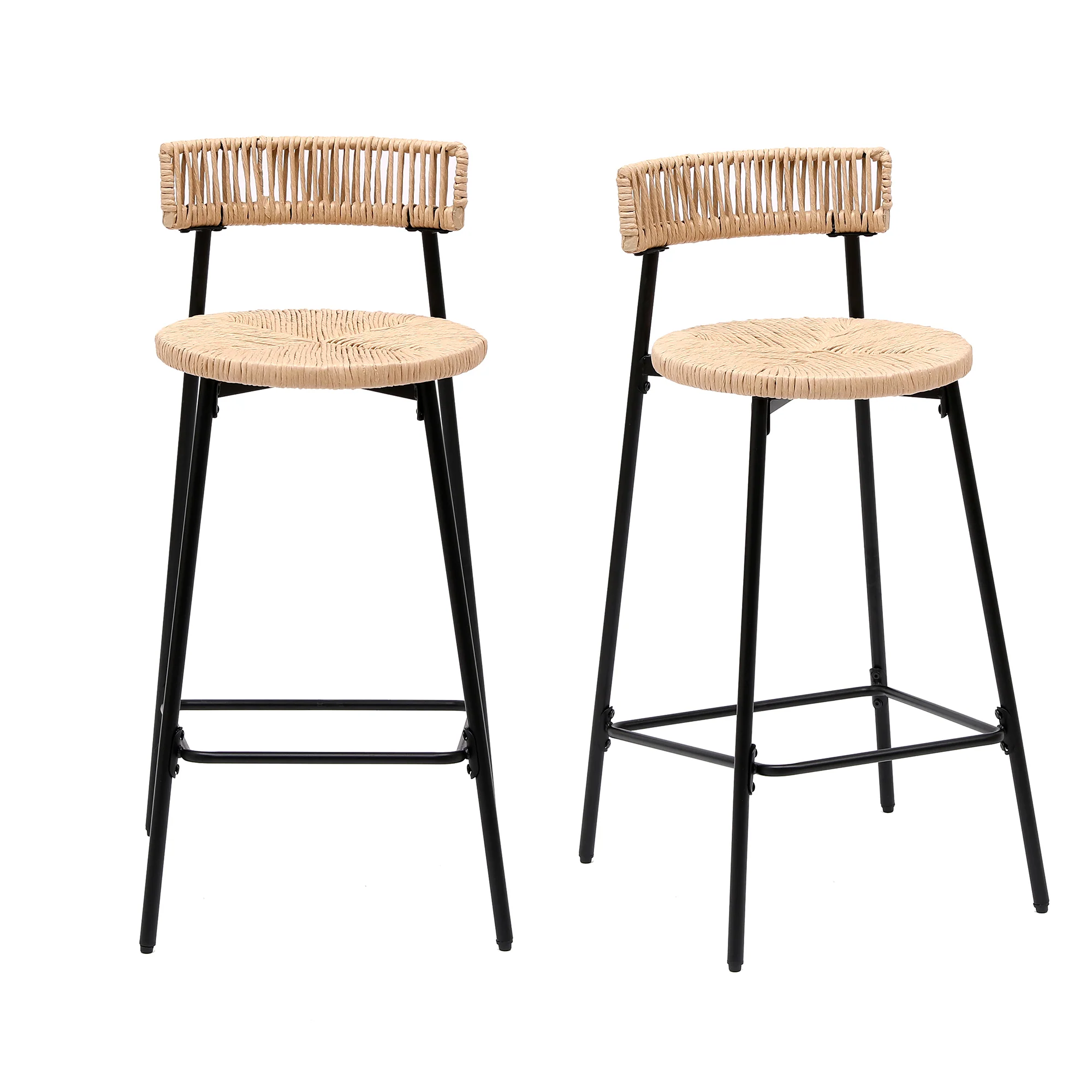 Boho Handwoven Paper Rope Counter Stools, Set of 2 - Image 28