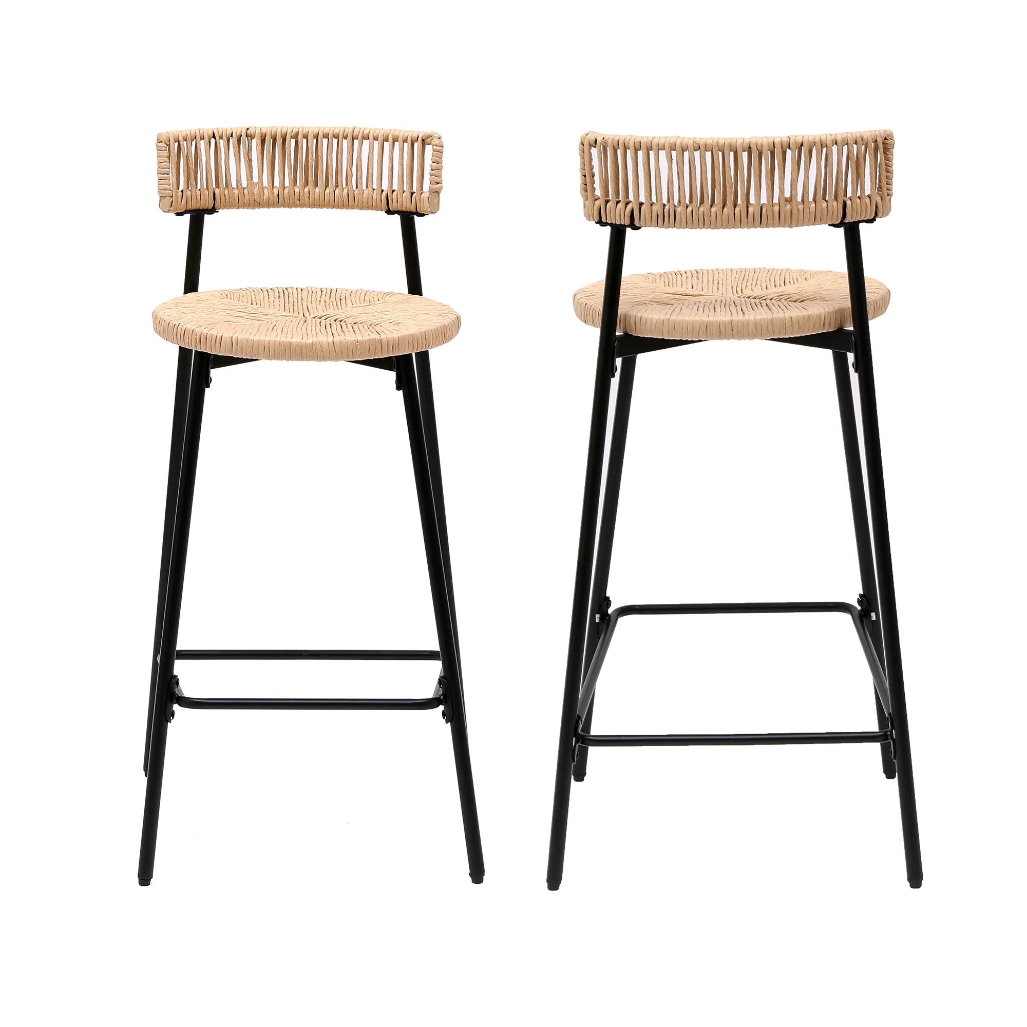 Boho Handwoven Paper Rope Counter Stools, Set of 2 - Image 30