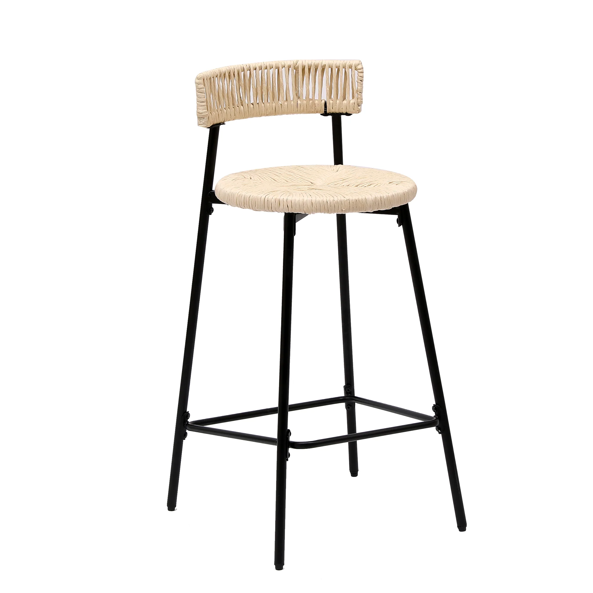 Boho Handwoven Paper Rope Counter Stools, Set of 2 - Image 7