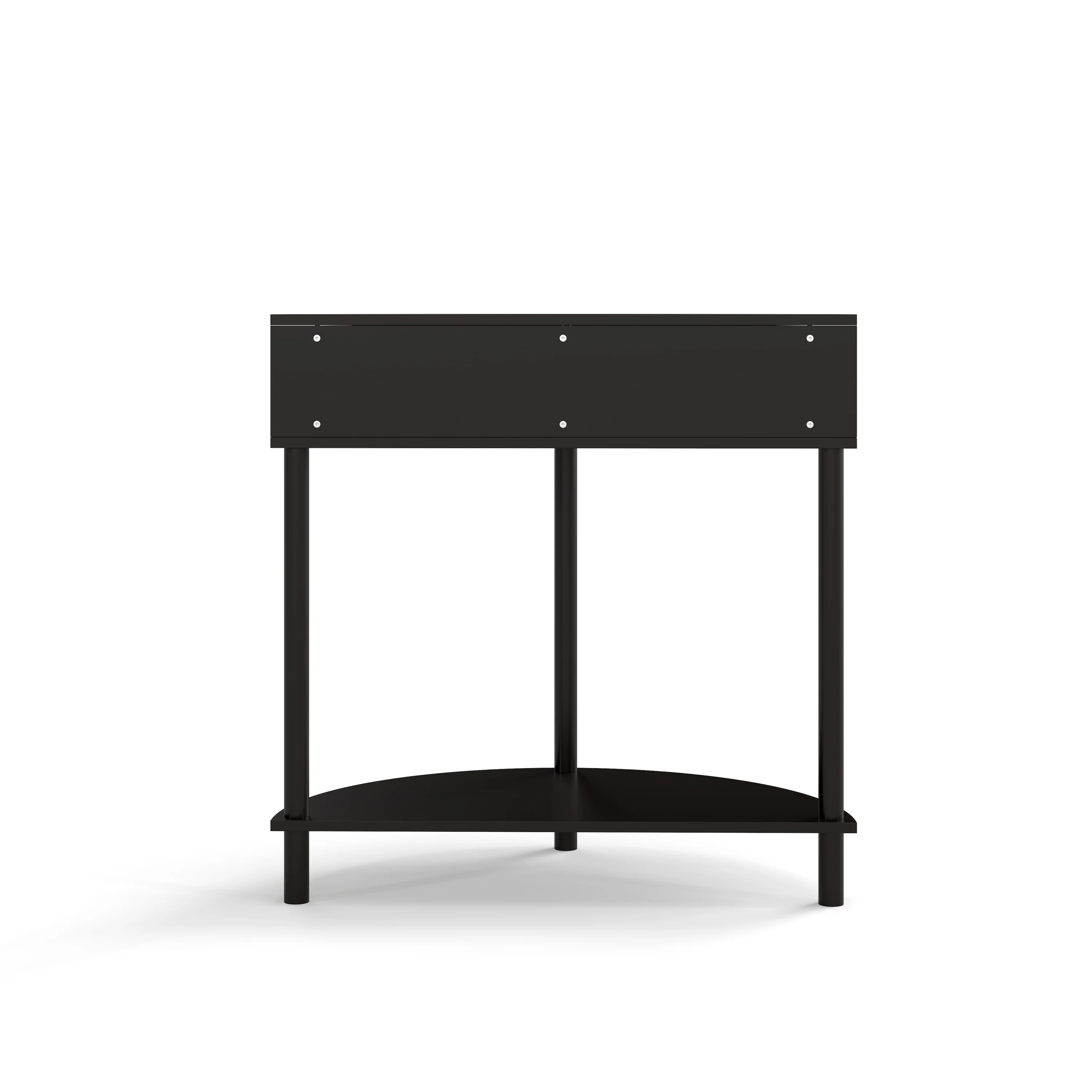 Boho Rattan Semi Circle End Table with Sliding Door - Image 16