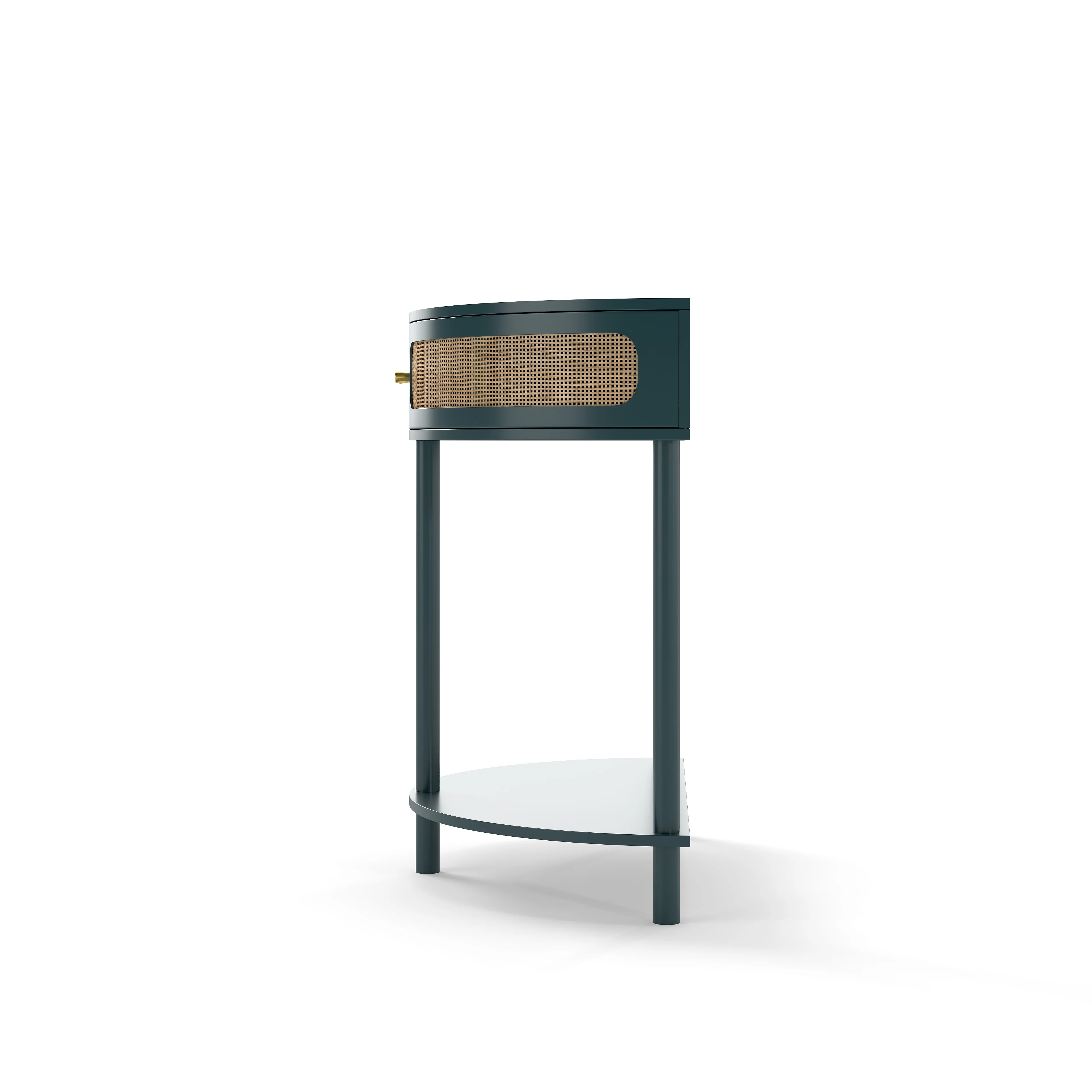 Boho Rattan Semi Circle End Table with Sliding Door - Image 35