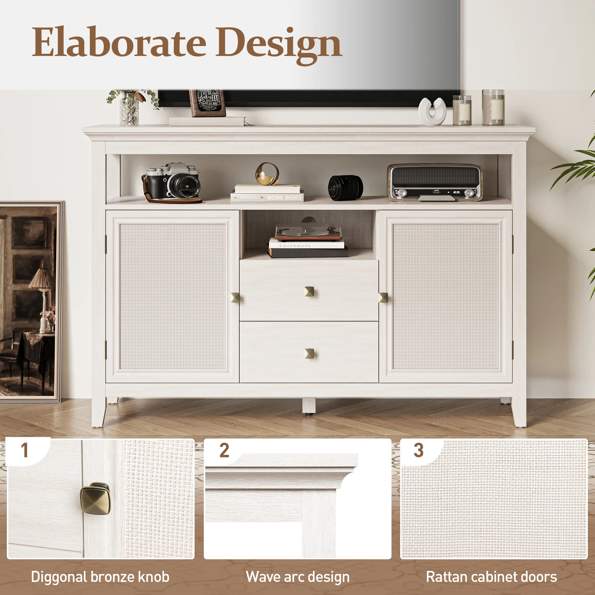 Boho Rattan Sideboard - Image 3