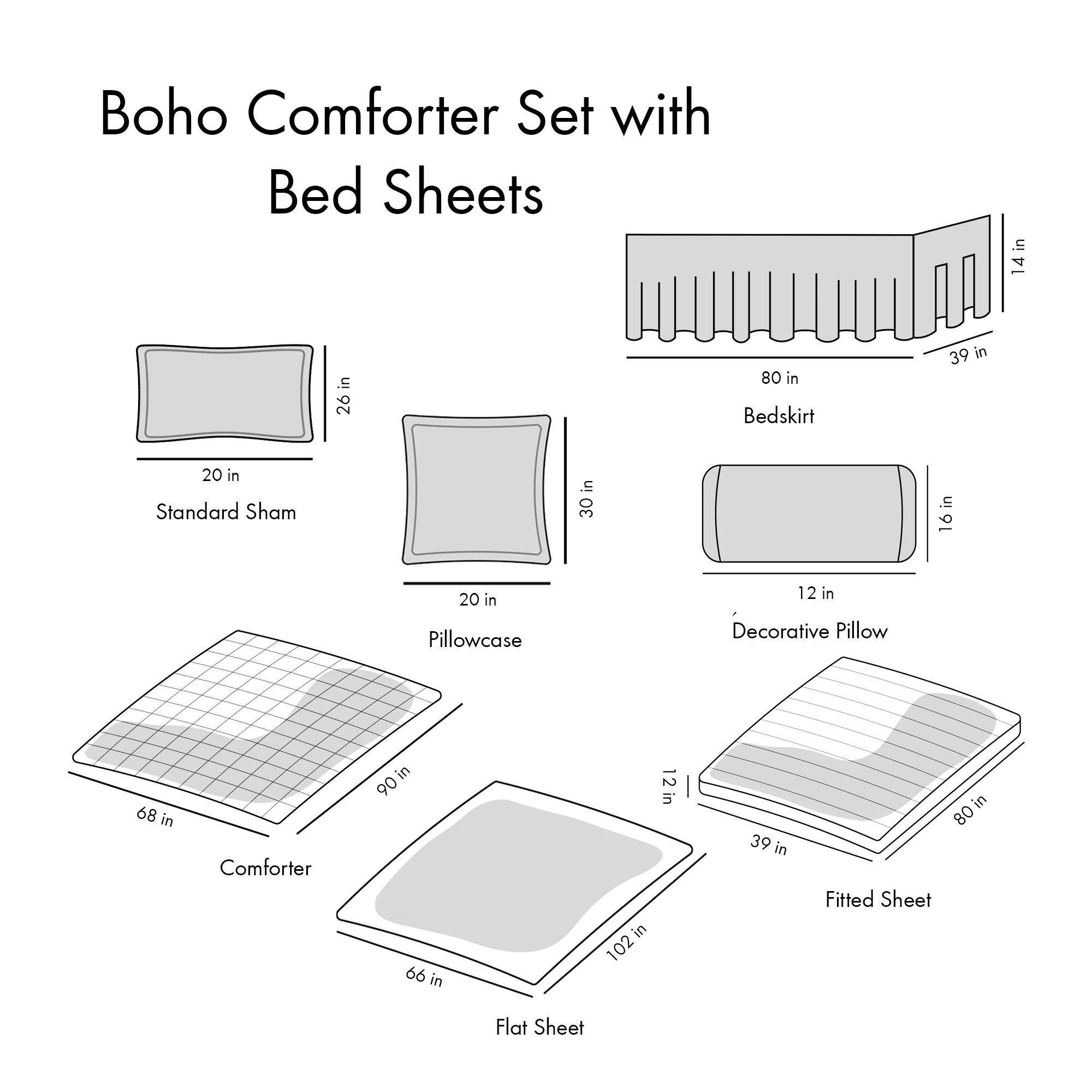 Boho Twin XL Comforter Set with Bed Sheets - Image 19