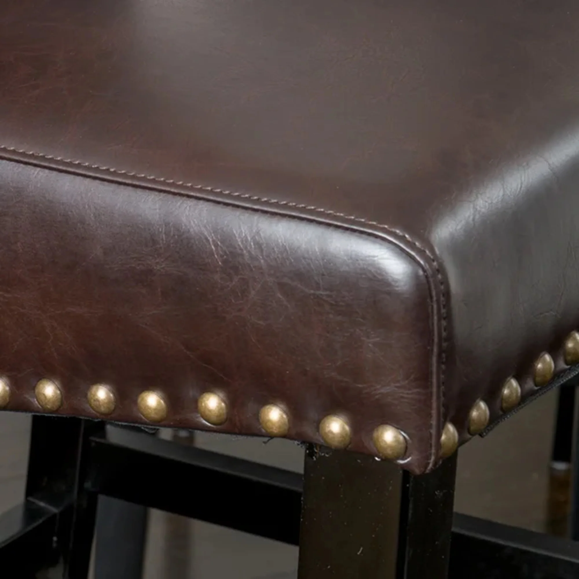 Bonded Leather Counter Stool with Solid Wood Frame, Set of 2 - Image 10