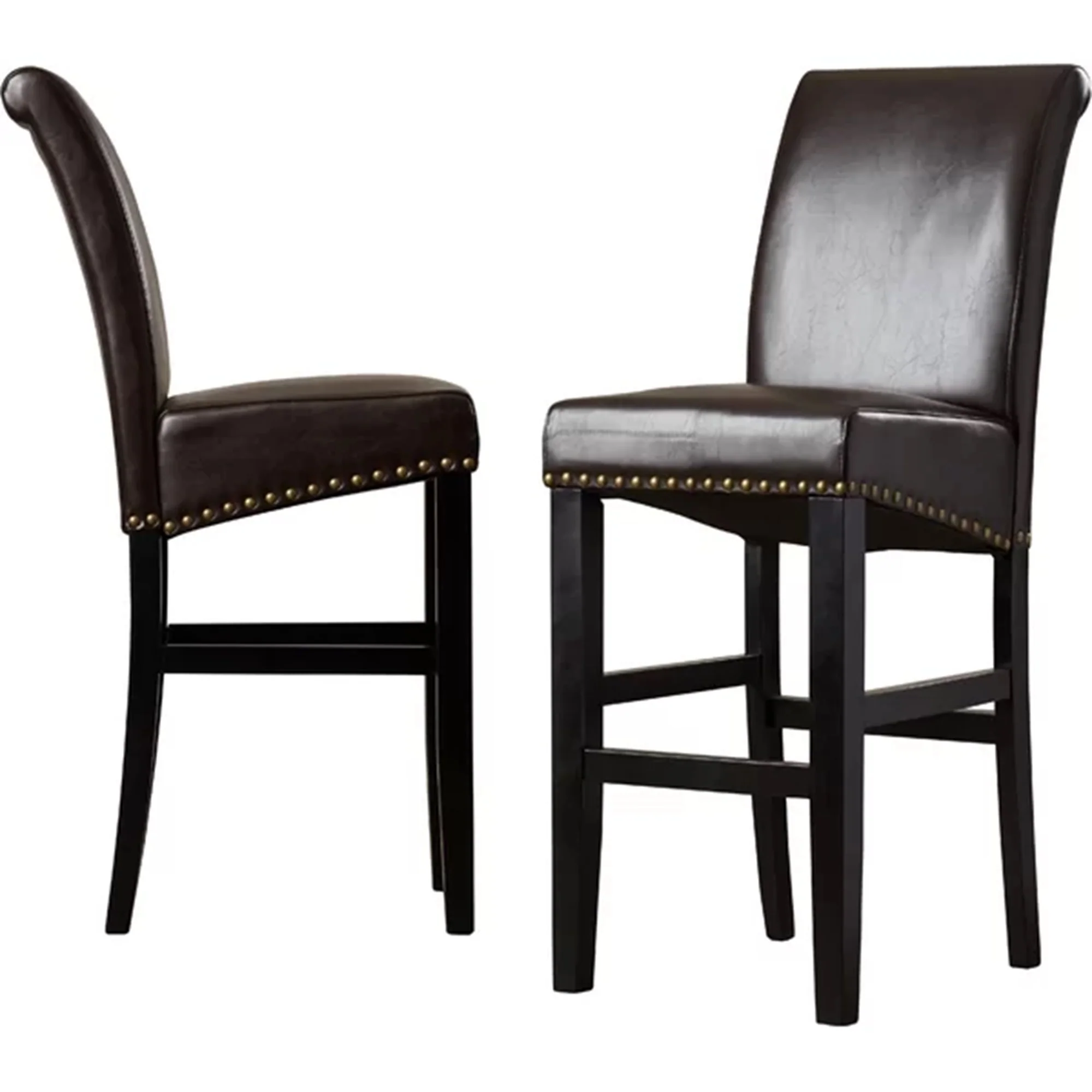 Bonded Leather Counter Stool with Solid Wood Frame, Set of 2 - Image 4