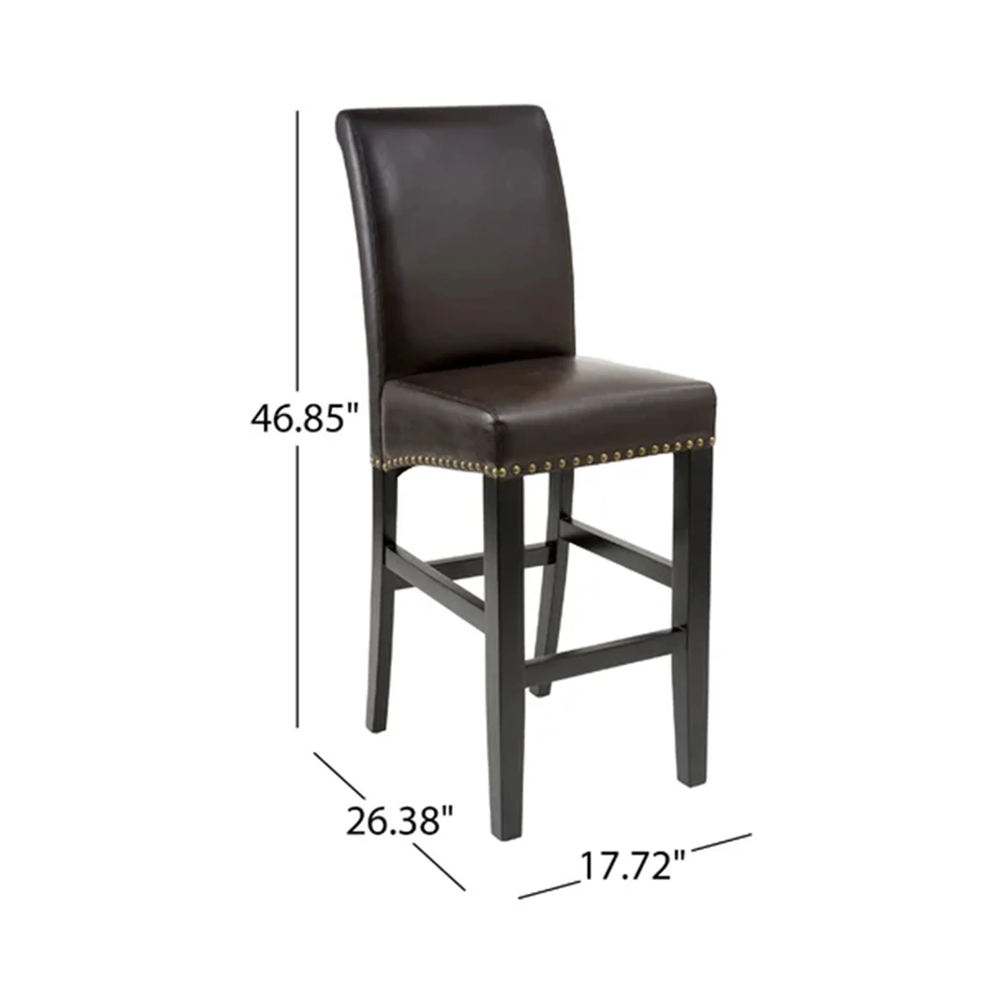 Bonded Leather Counter Stool with Solid Wood Frame, Set of 2 - Image 5