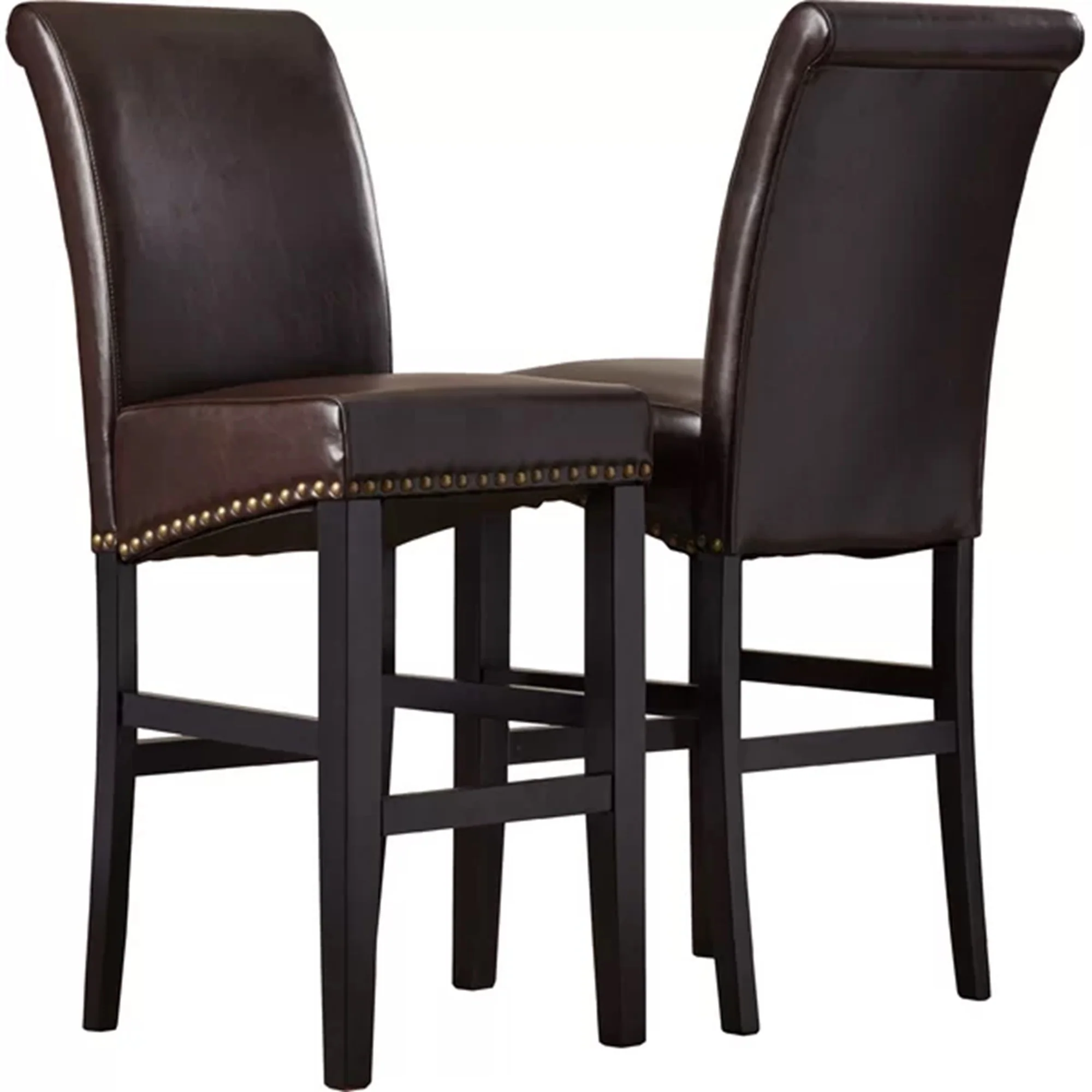 Bonded Leather Counter Stool with Solid Wood Frame, Set of 2 - Image 6