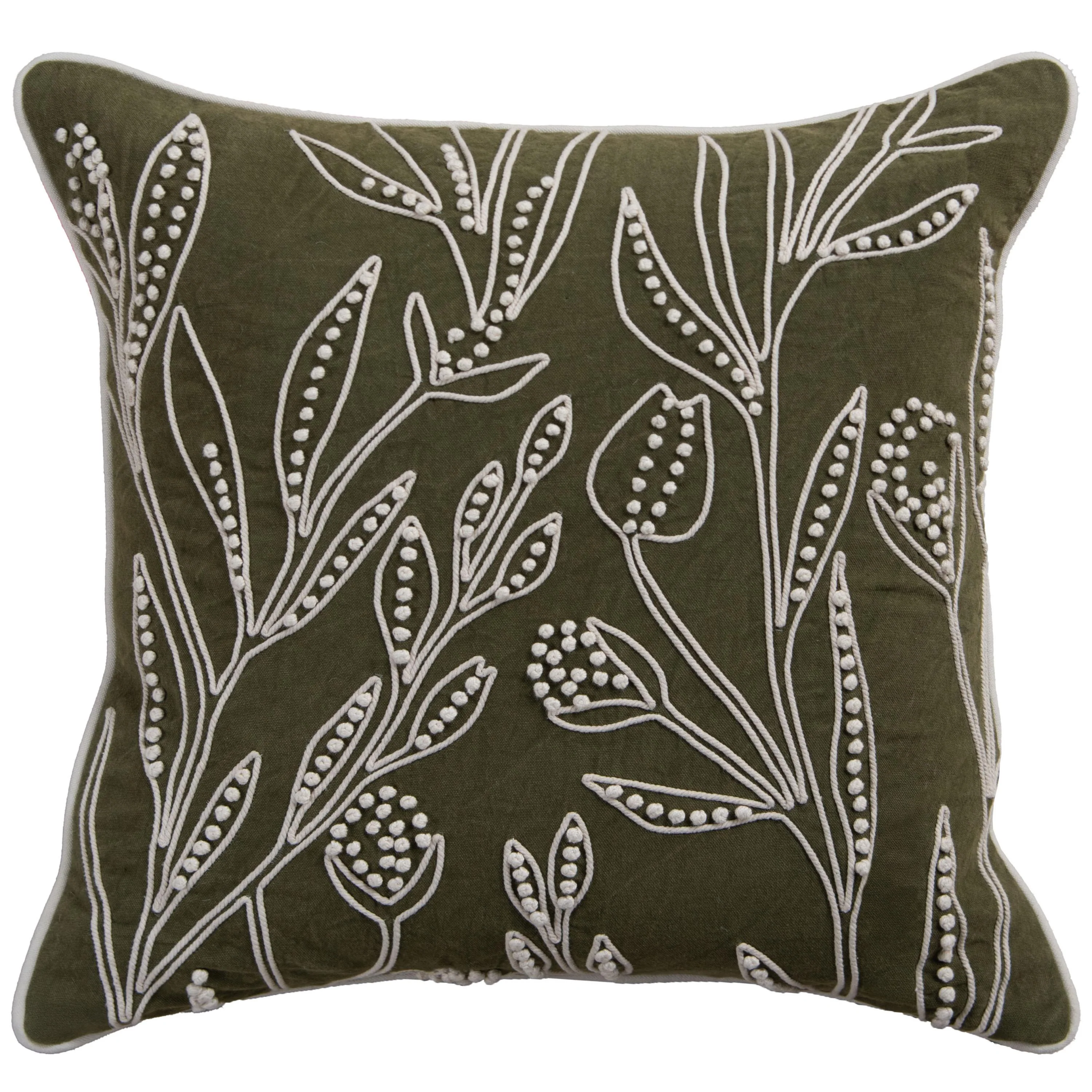 Botanical Embroidered Throw Pillow - Image 7