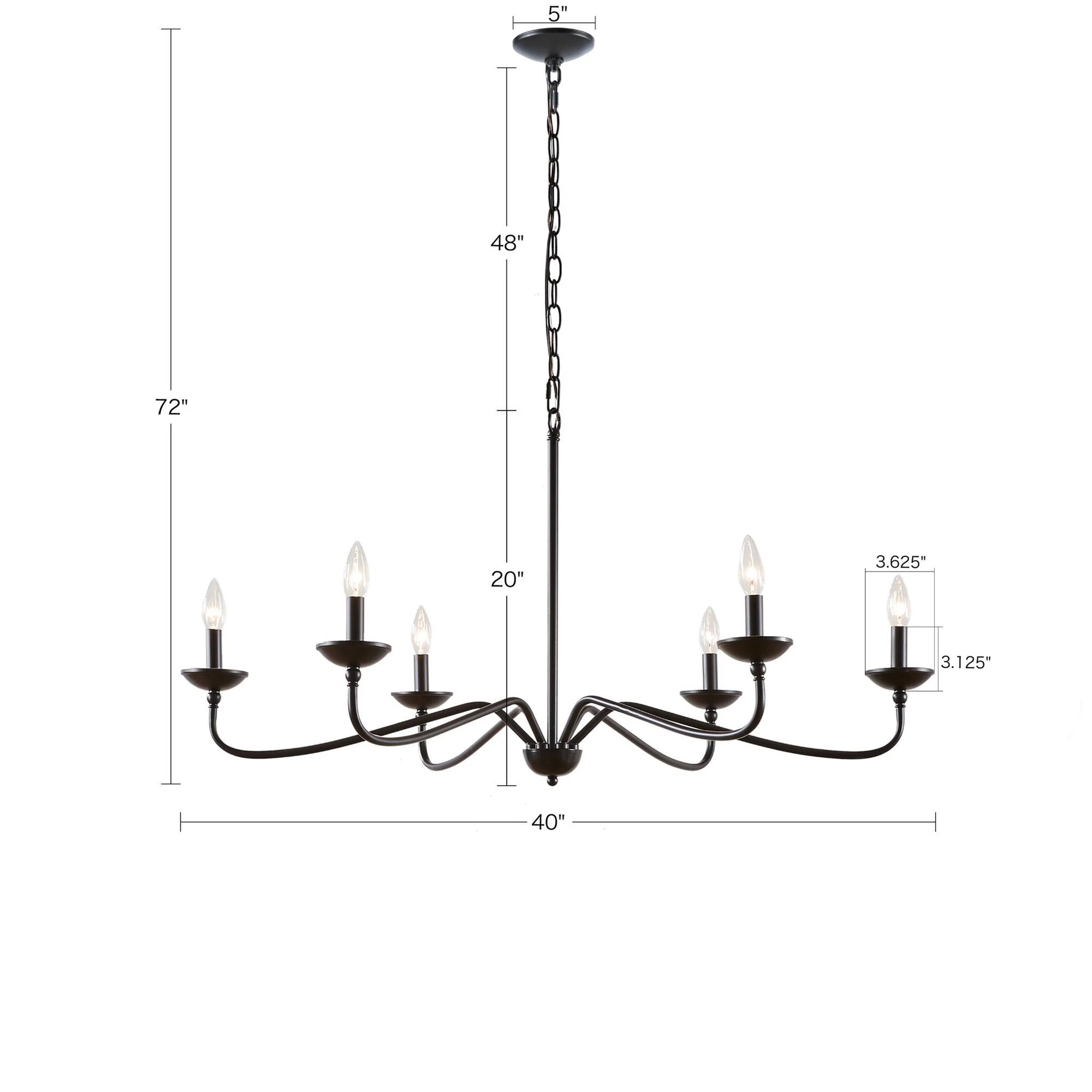 Brighton 6-Light Farmhouse Metal Chandelier - Image 9