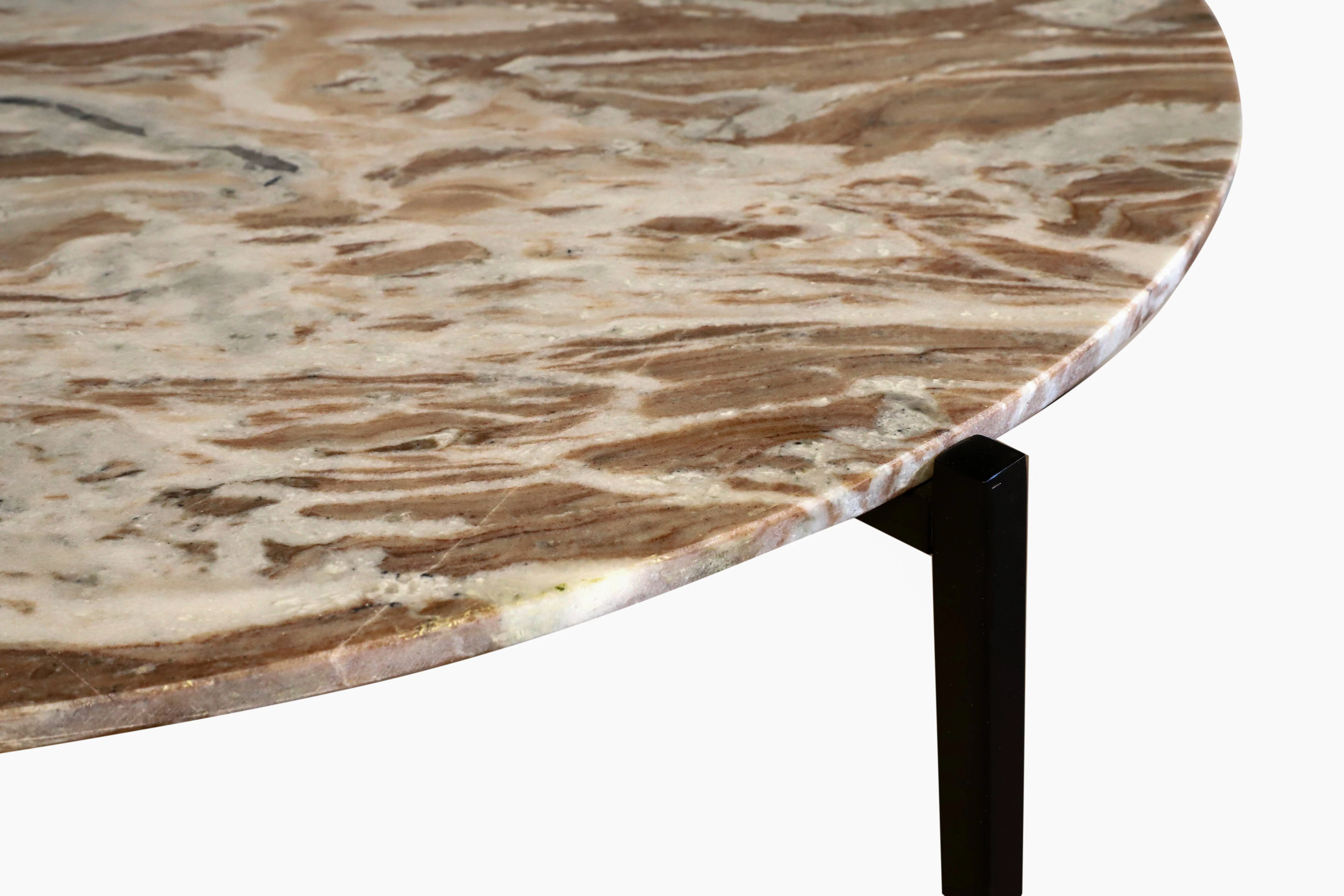 Brown Marble Coffee Table with Metallic Grey Metal Frame - Image 5