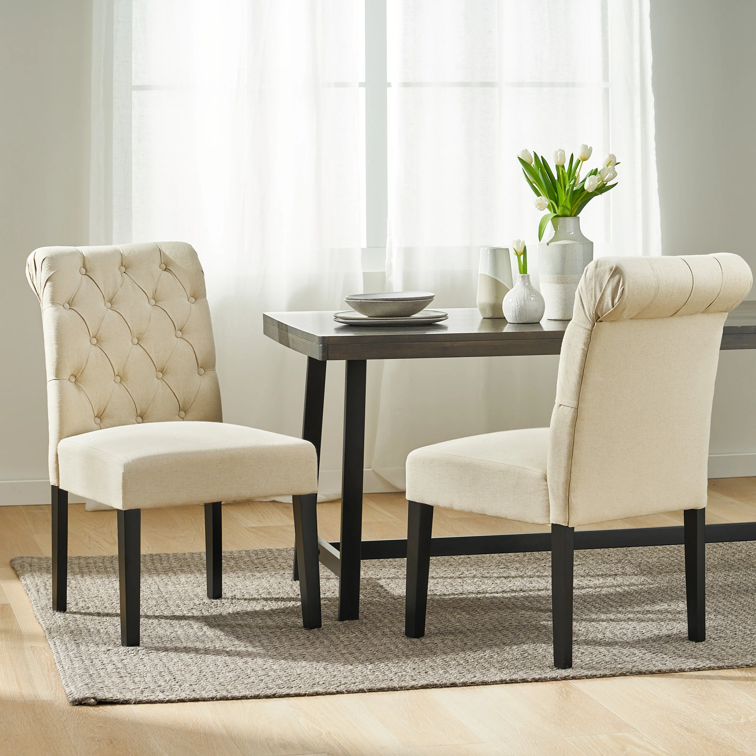 Broxton Tufted Rooltop Dining Chairs, Set of 2