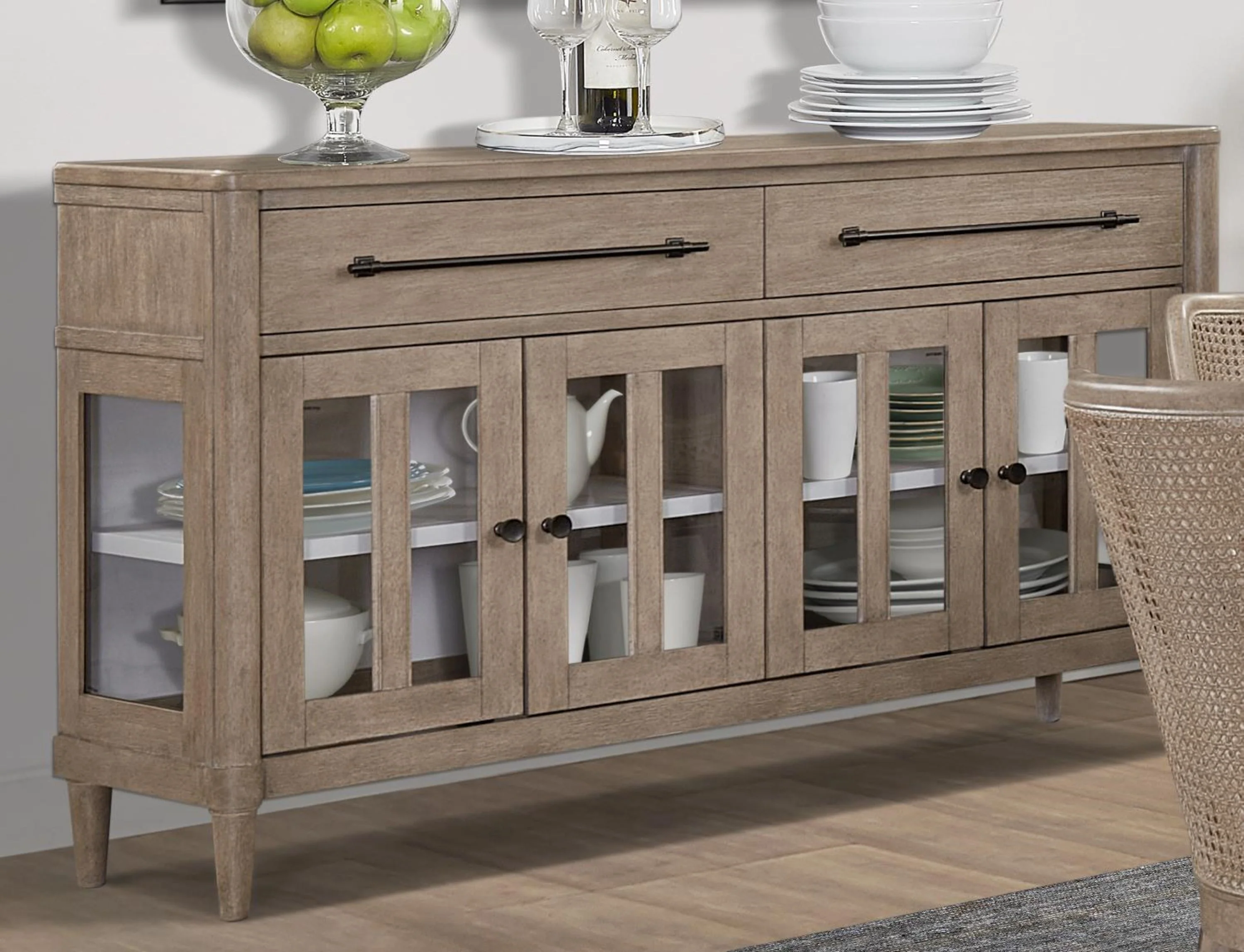 Buffet with Glass Cabinet Doors - Image 7