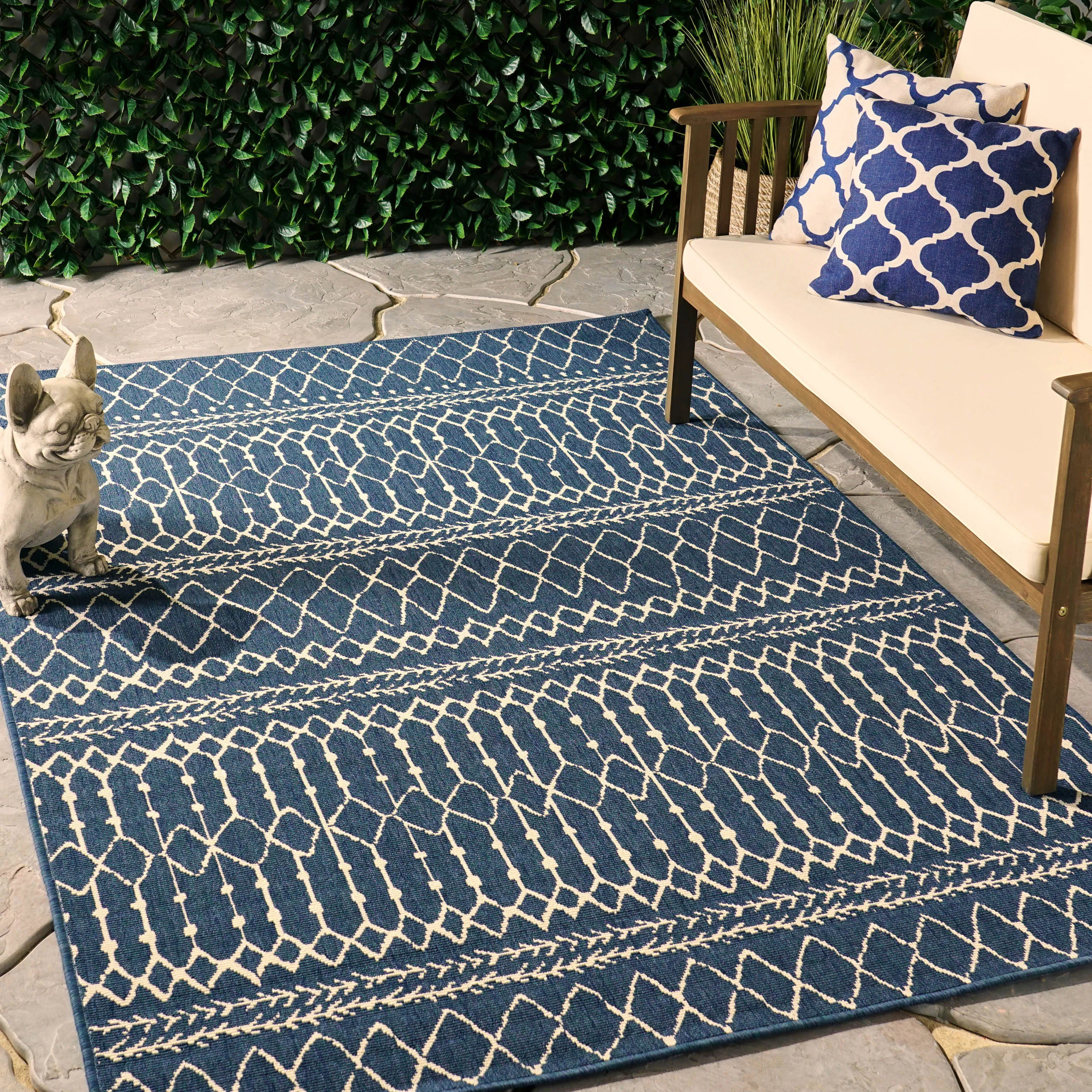 Calamity Blue Boho 63" x 84" Polypropylene Outdoor Area Rug - Image 5