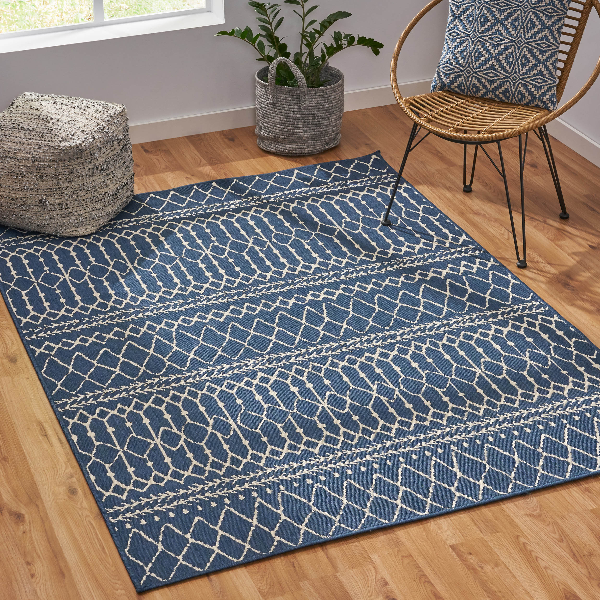 Calamity Blue Boho 63" x 84" Polypropylene Outdoor Area Rug - Image 7