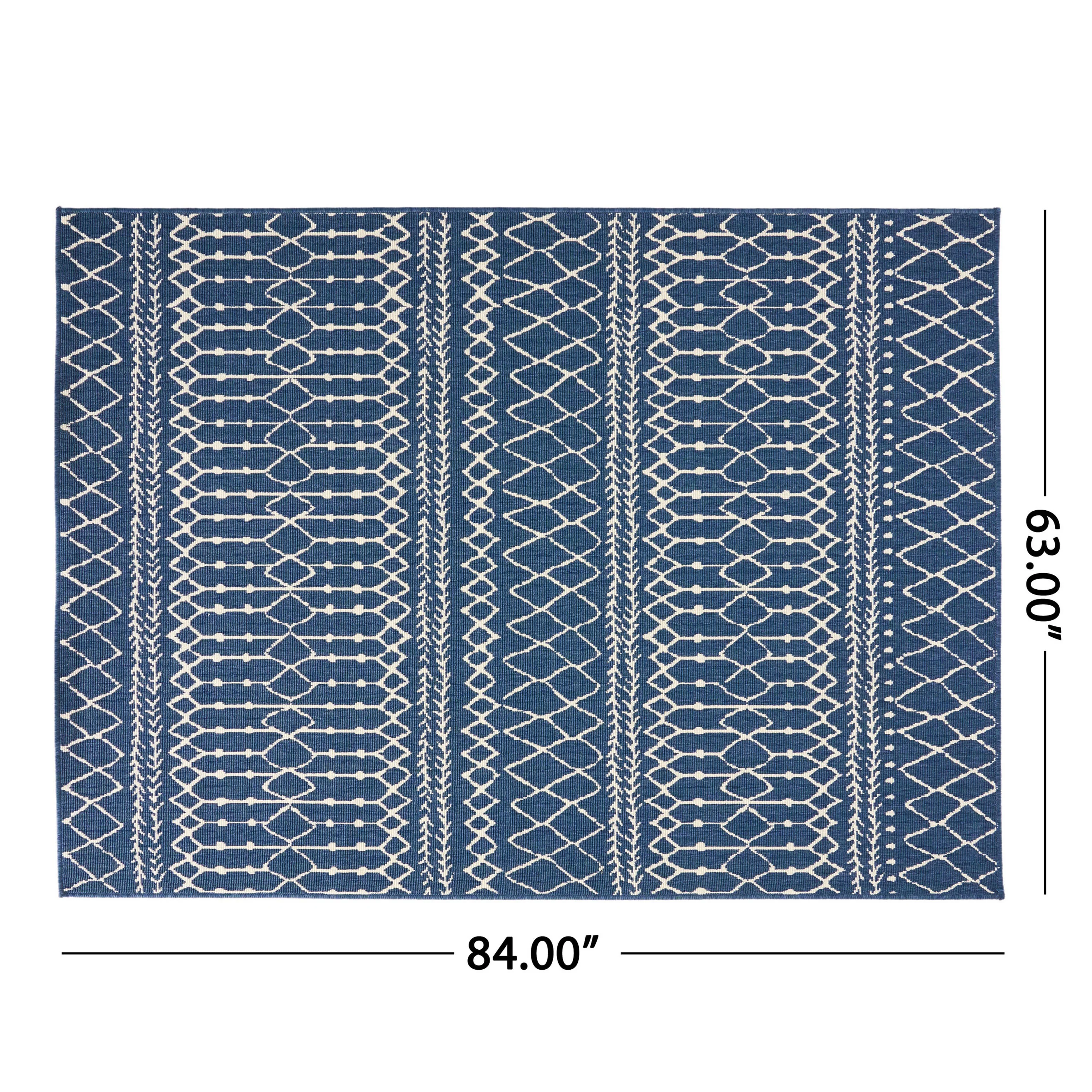 Calamity Blue Boho 63" x 84" Polypropylene Outdoor Area Rug - Image 9