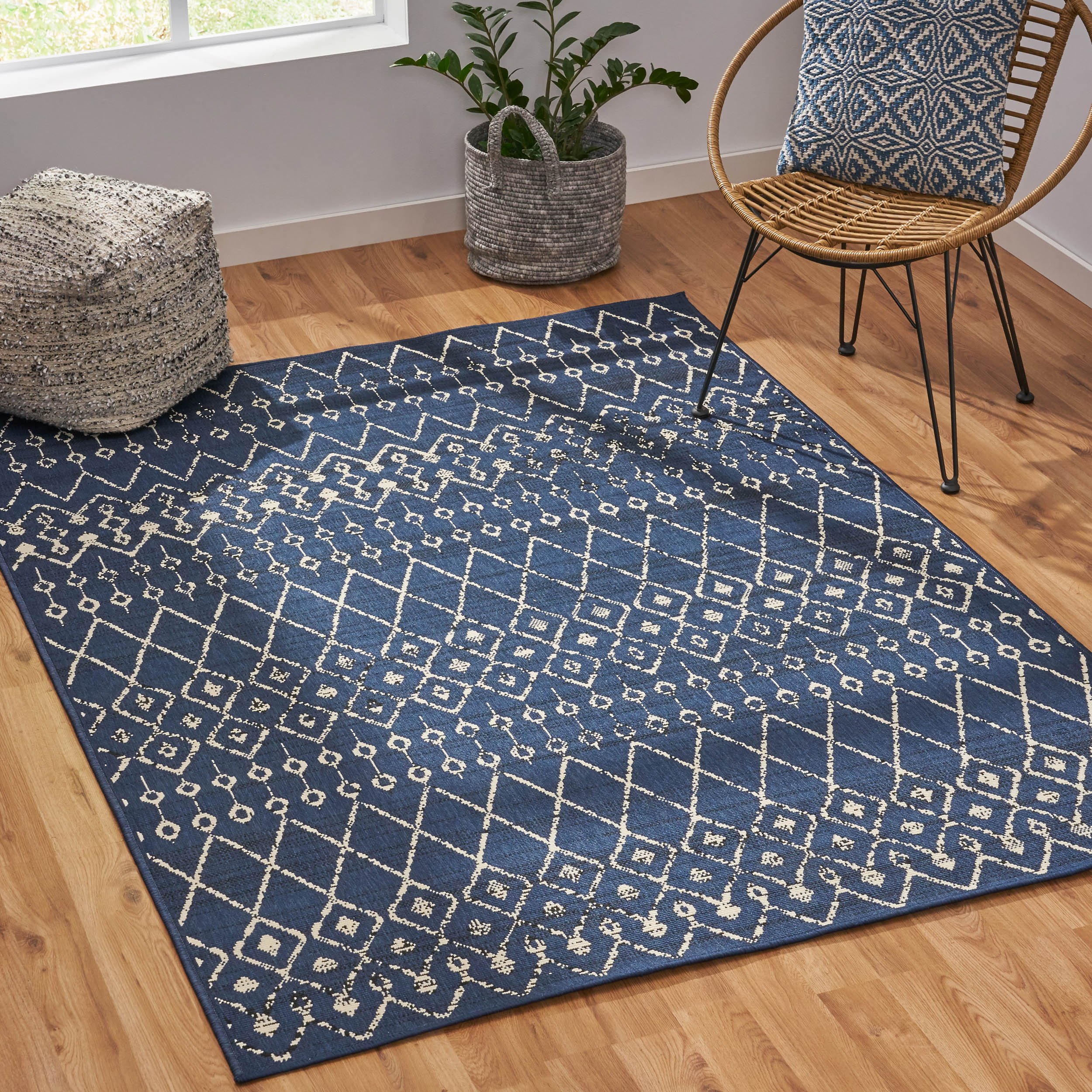 Calamity Navy Boho 63" x 84" Polypropylene Outdoor Area Rug - Image 7