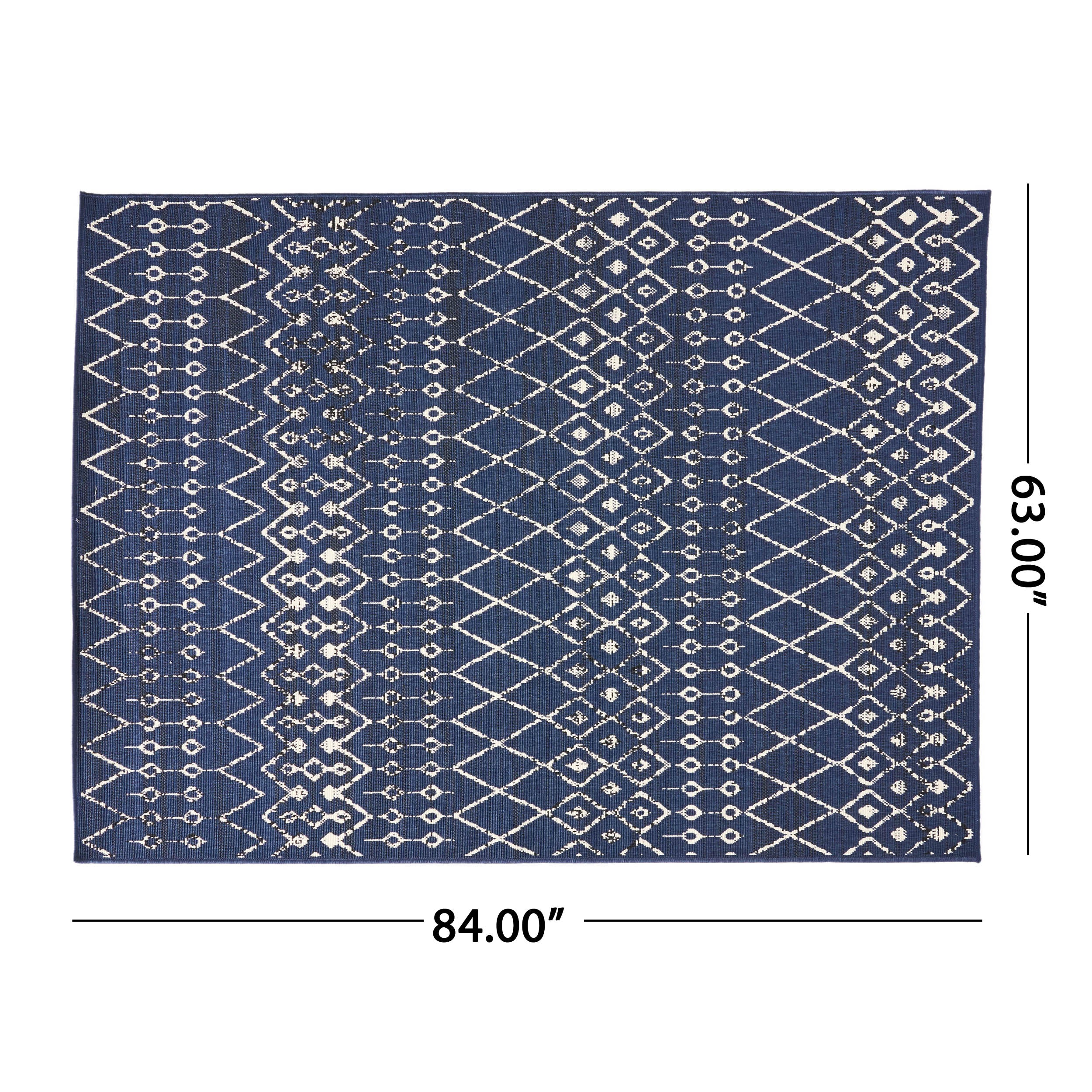 Calamity Navy Boho 63" x 84" Polypropylene Outdoor Area Rug - Image 9