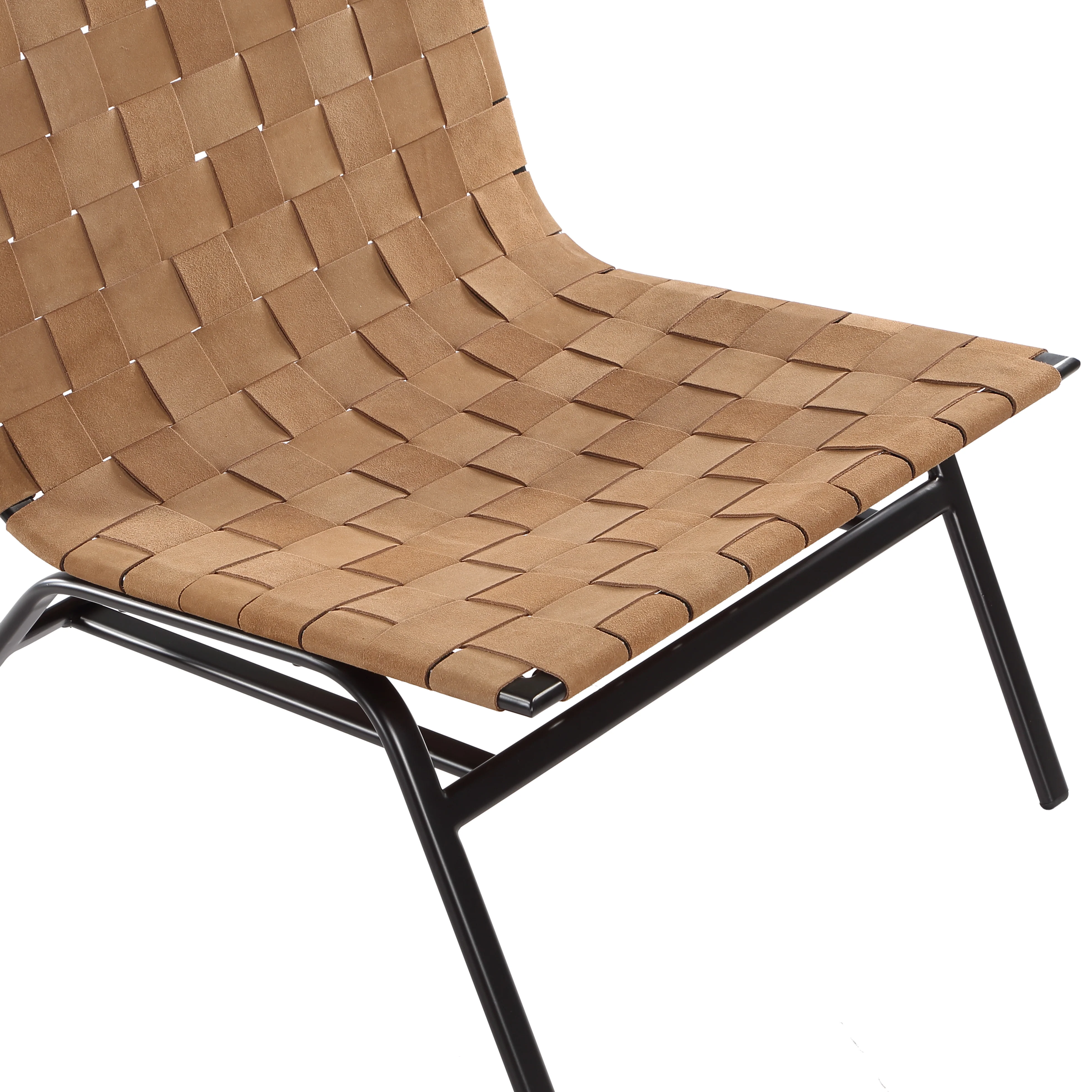 Camden Woven Brown Leather Accent Chair - Image 3