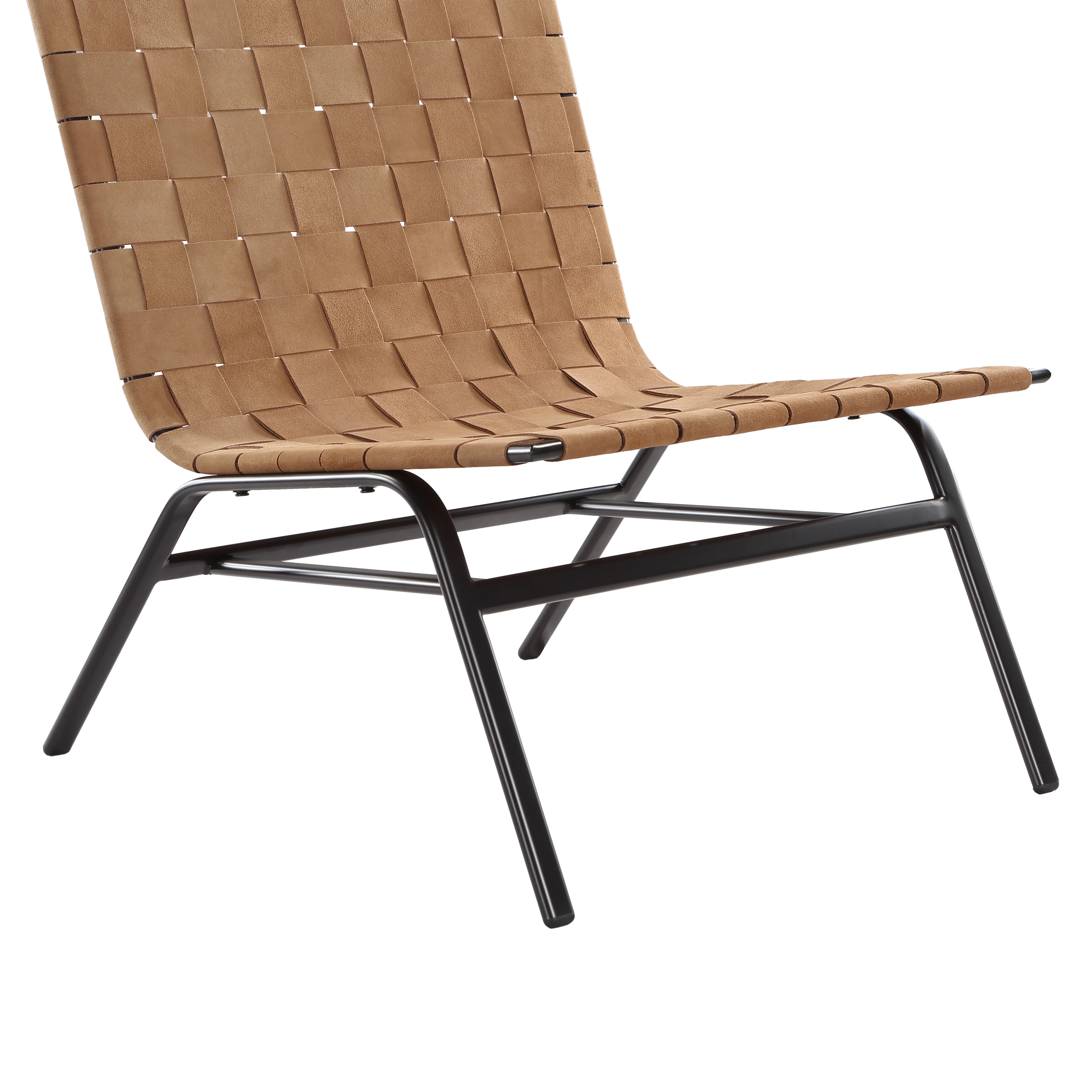 Camden Woven Brown Leather Accent Chair - Image 4