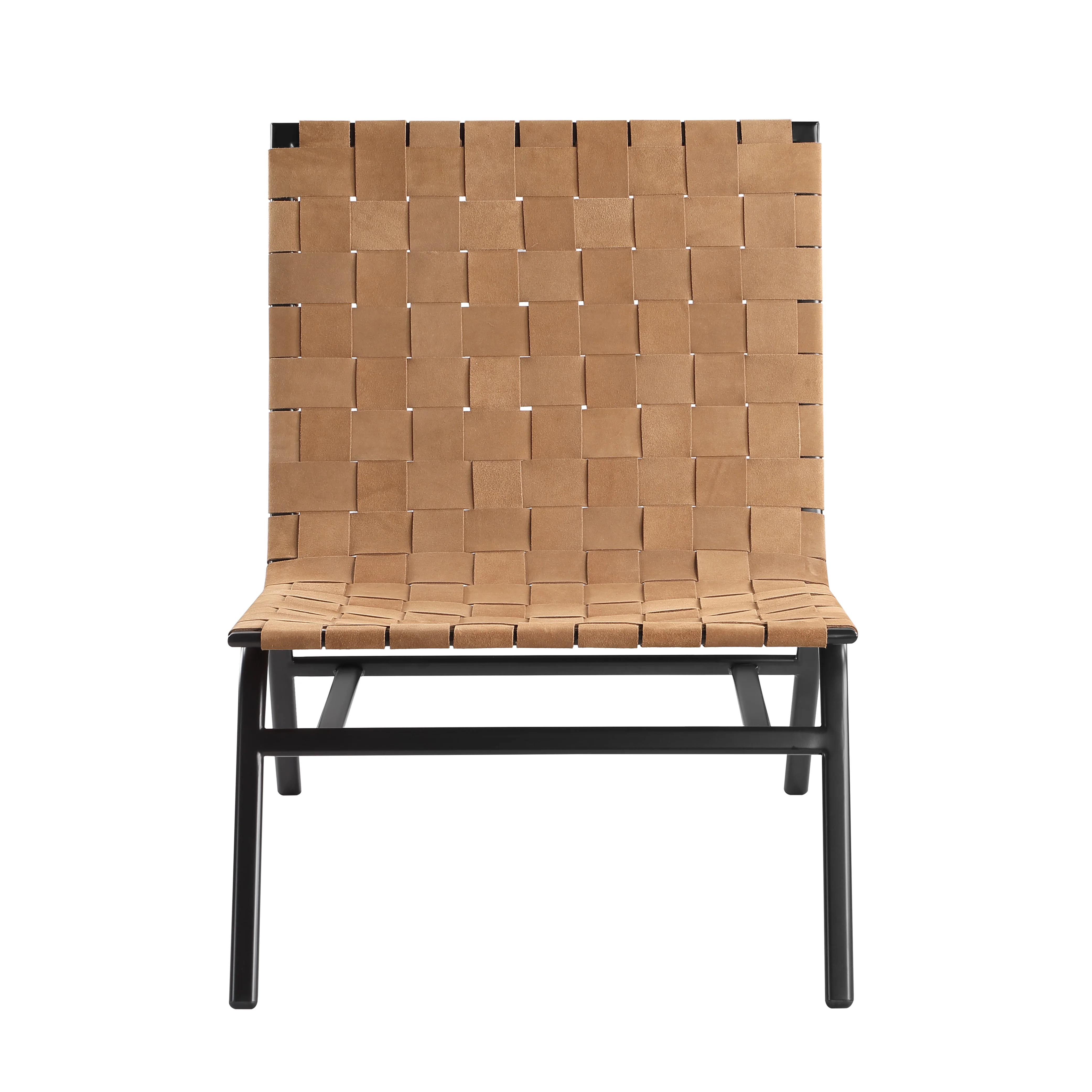 Camden Woven Brown Leather Accent Chair - Image 5