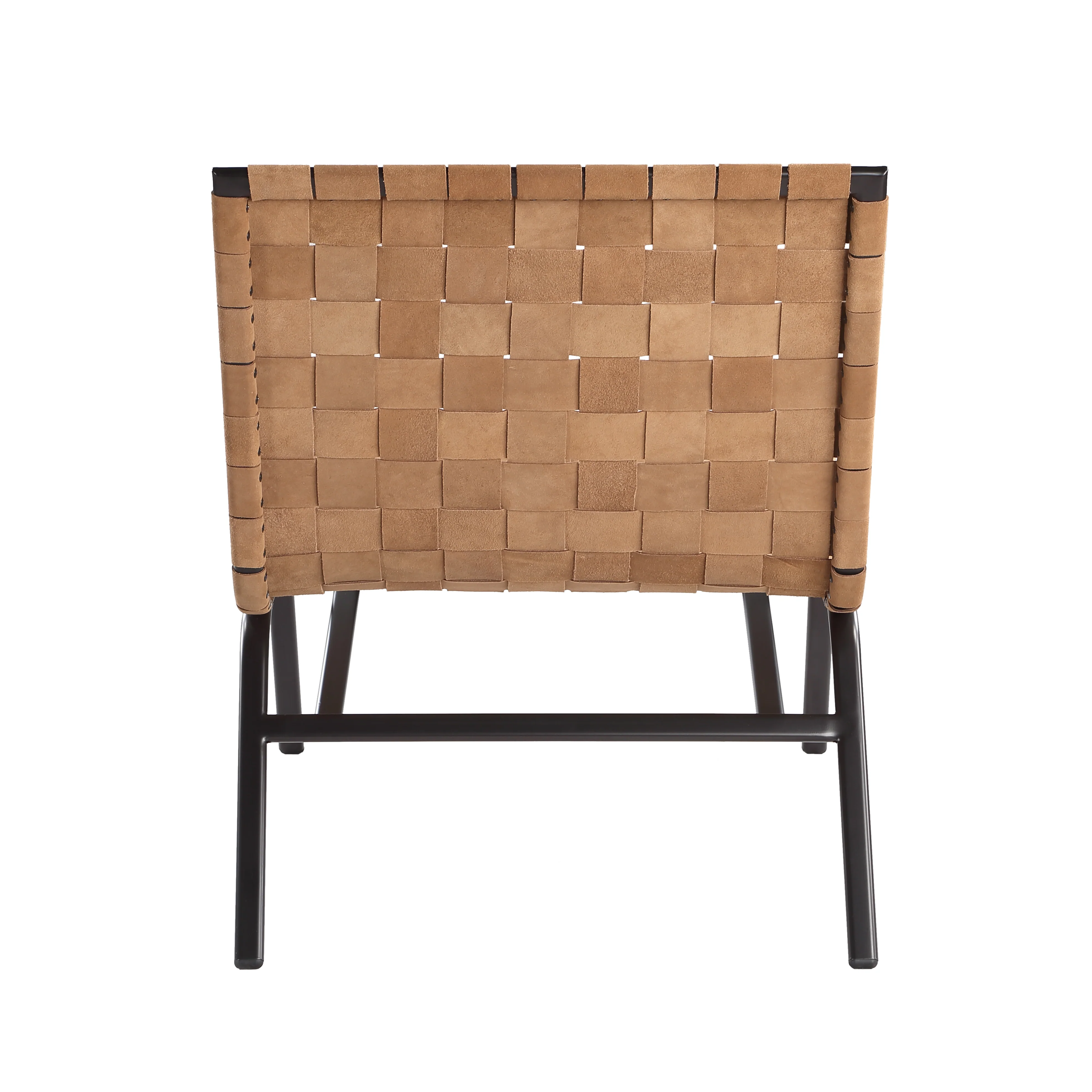 Camden Woven Brown Leather Accent Chair - Image 6