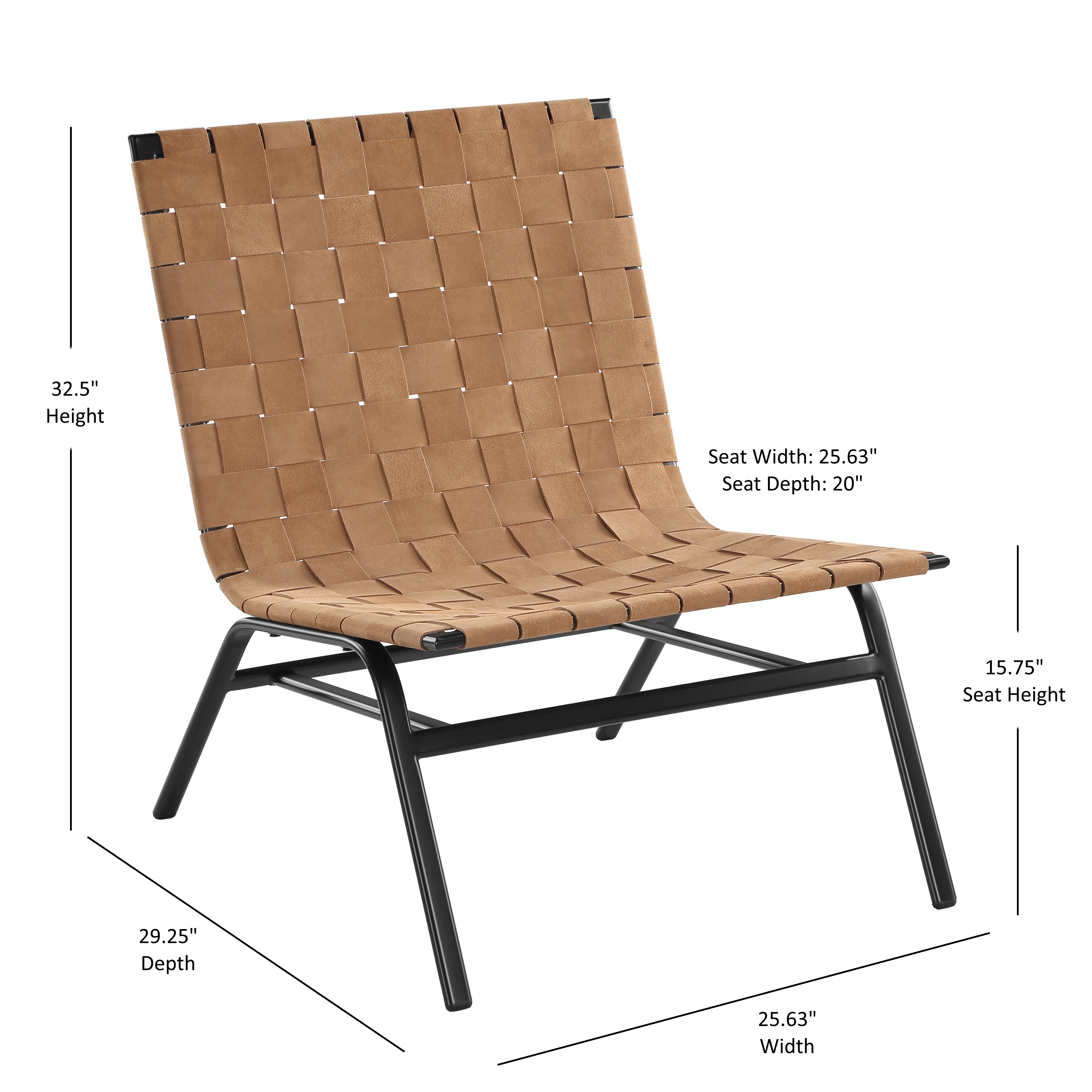 Camden Woven Brown Leather Accent Chair - Image 7