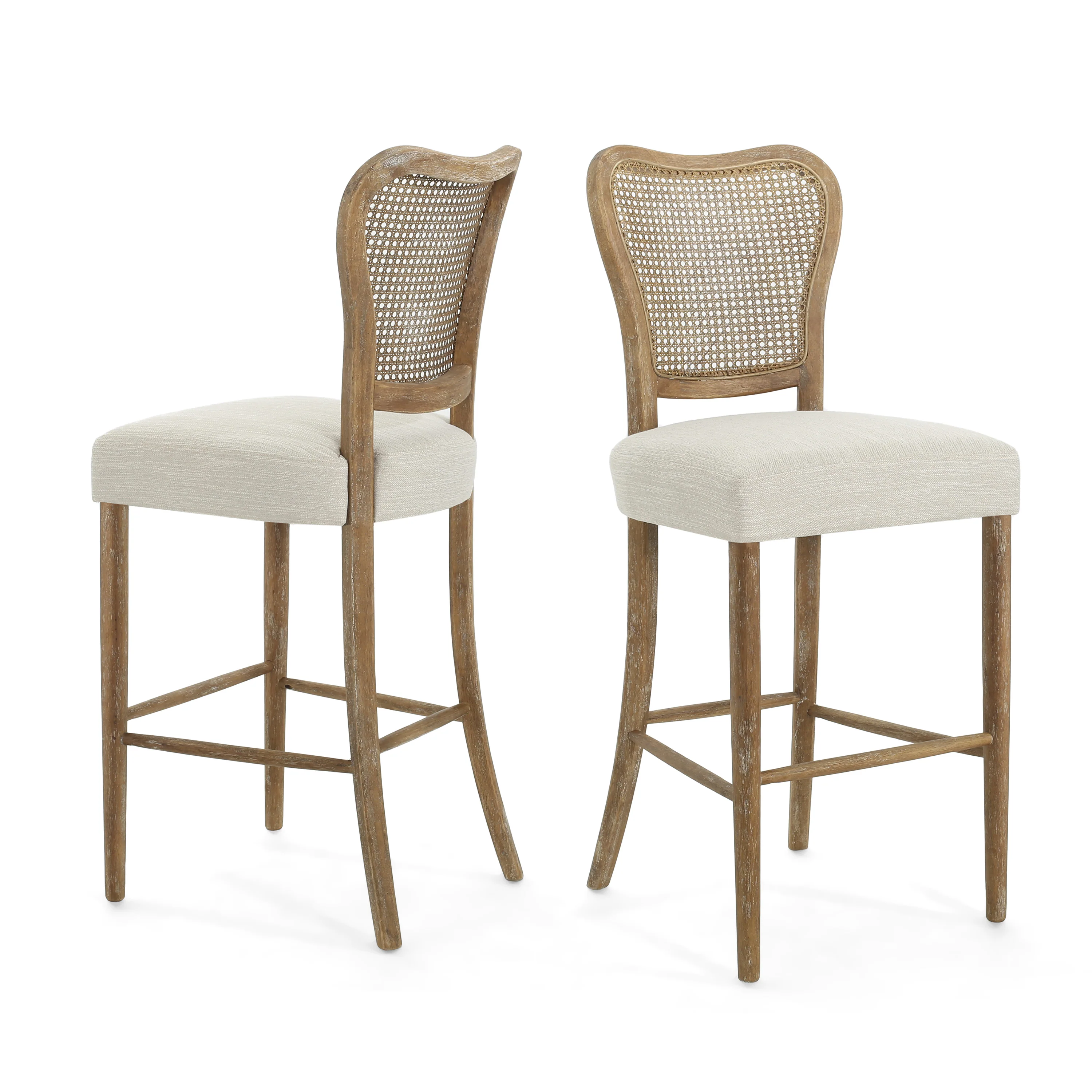 Cane-Back Upholstered Bar Stools, Set of 2 - Image 5