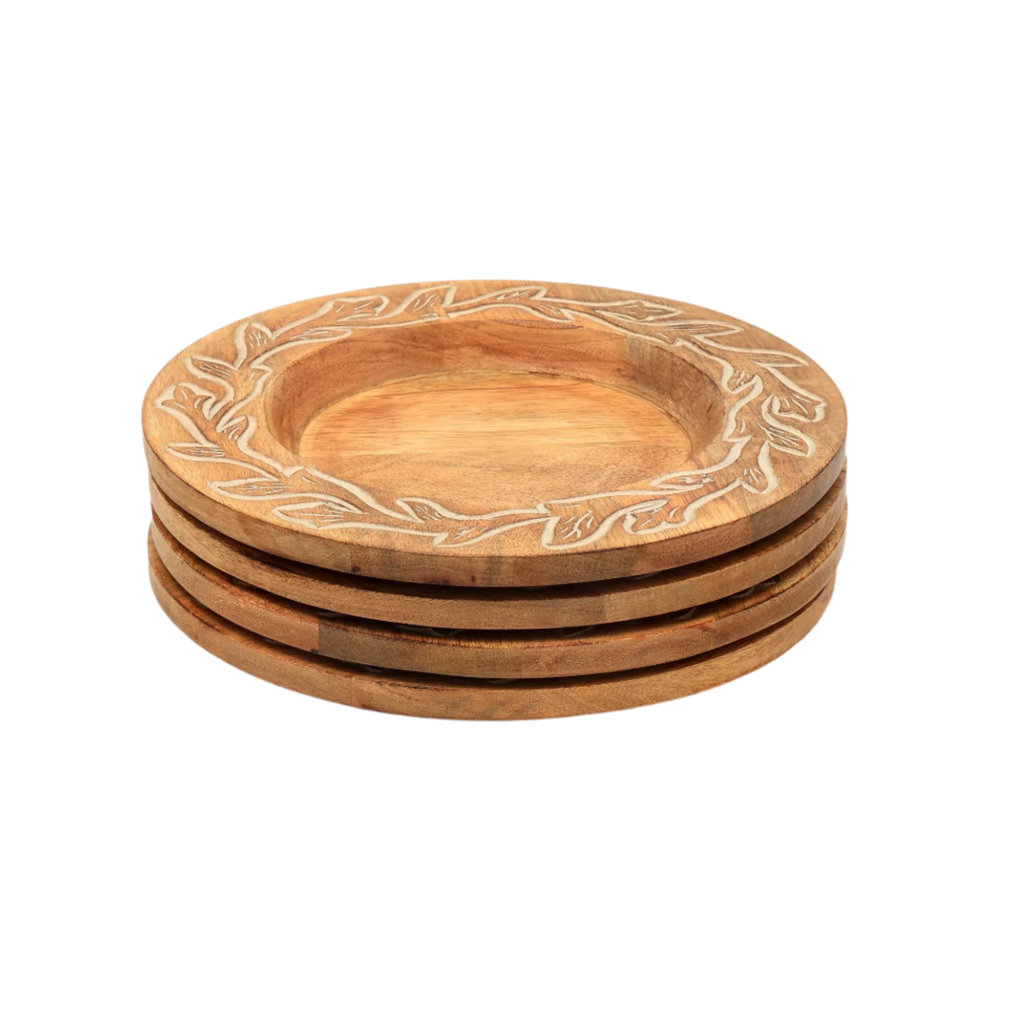 Carved Vine Handcrafted 13" Wood Charger Plate