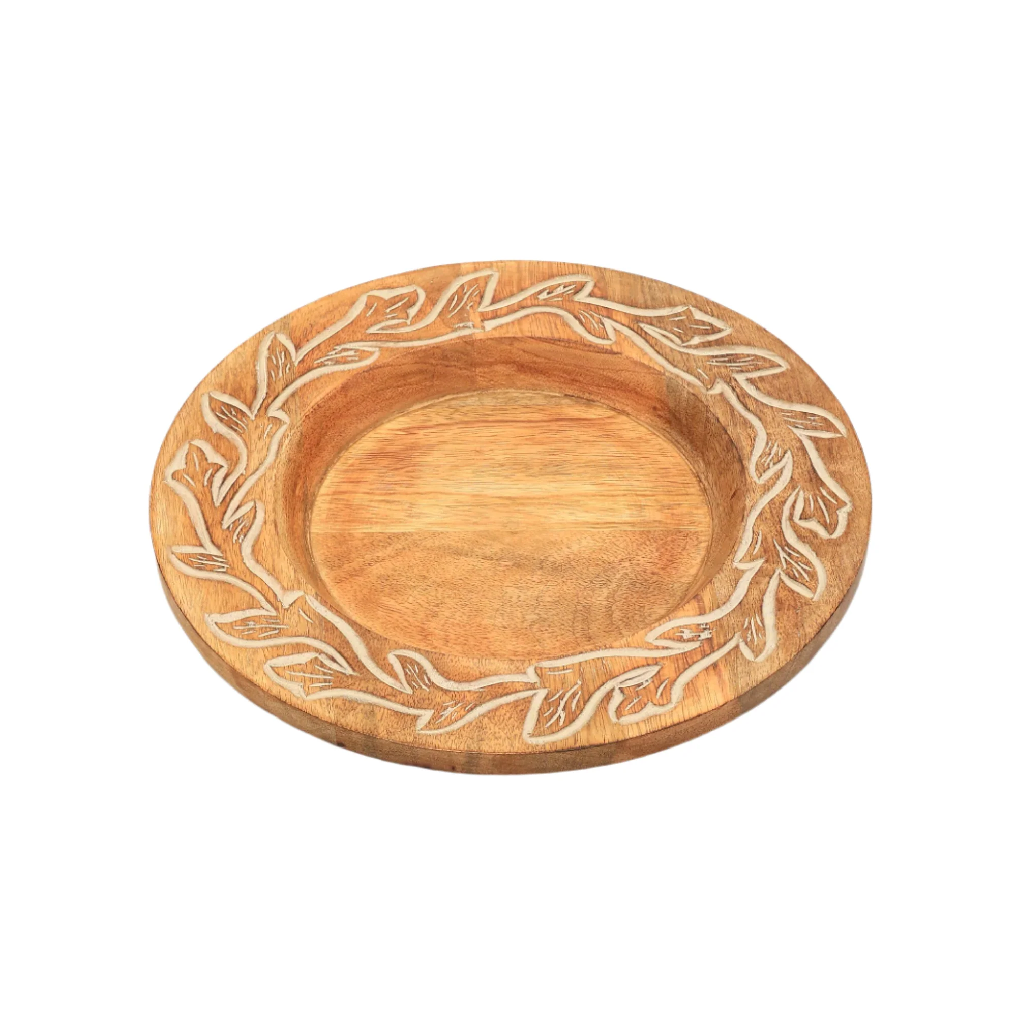 Carved Vine Handcrafted 13" Wood Charger Plate - Image 3