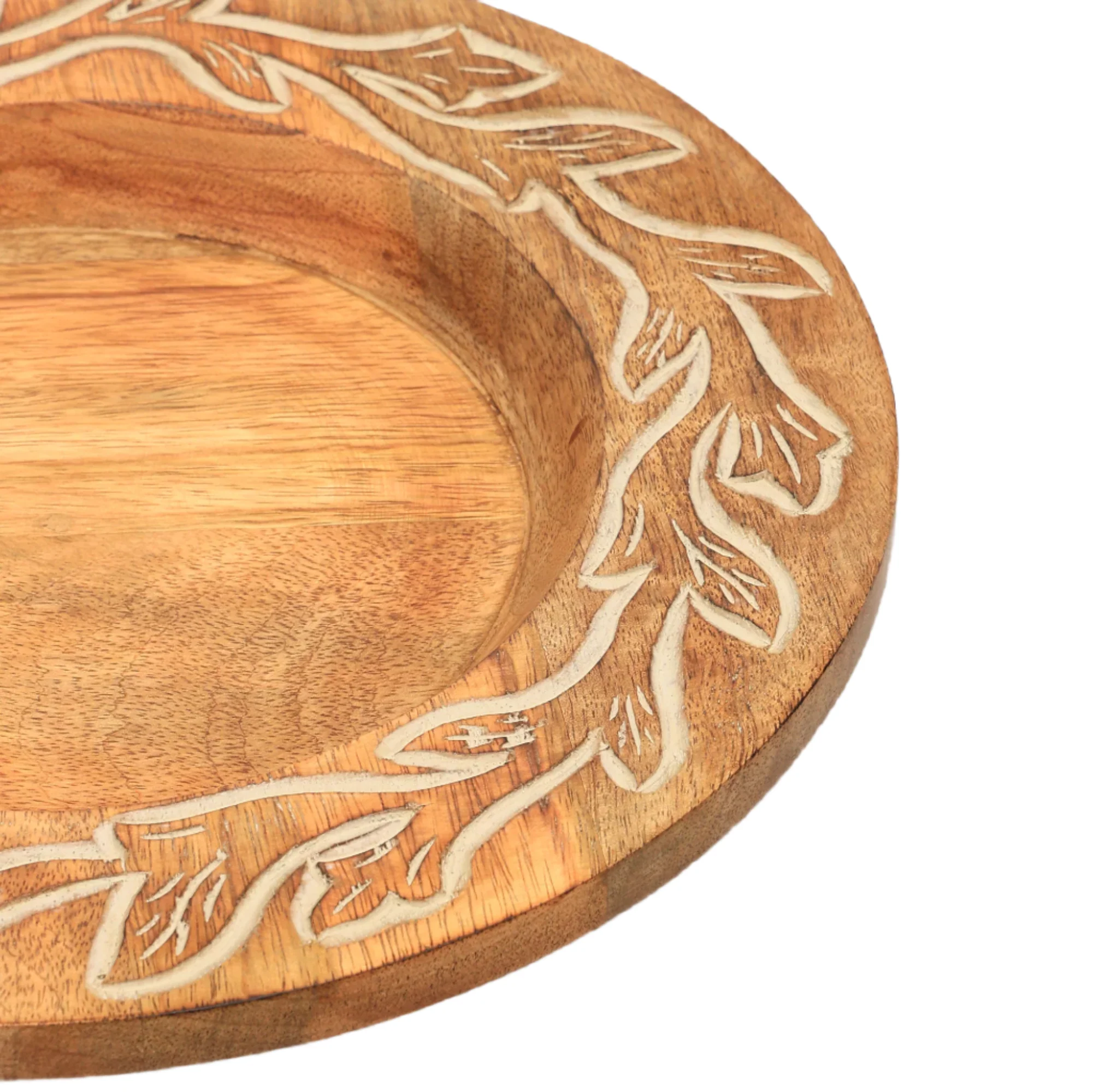 Carved Vine Handcrafted 13" Wood Charger Plate - Image 5