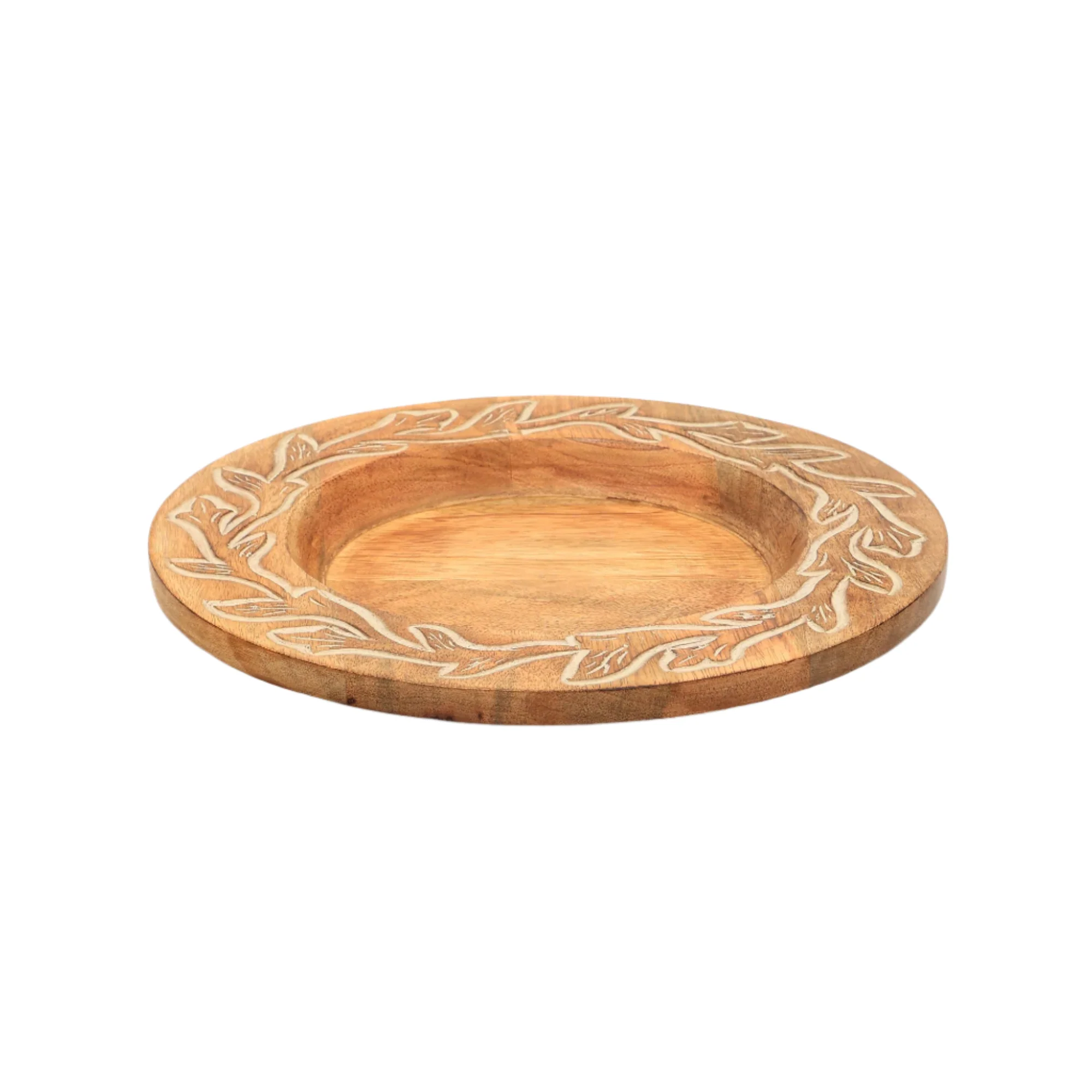 Carved Vine Handcrafted 13" Wood Charger Plate - Image 6